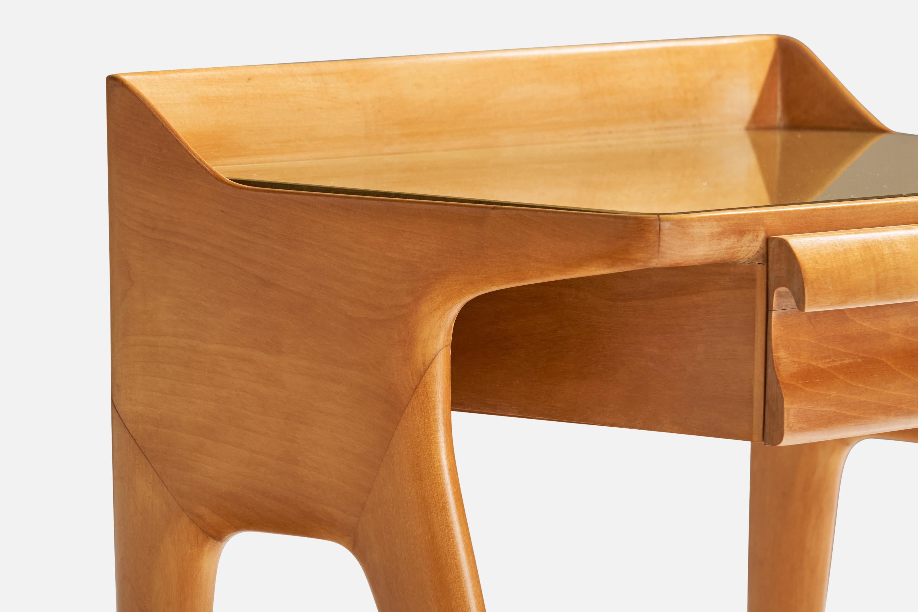 Mid-20th Century Vittorio Dassi, Nightstands, Wood, Glass, Italy, 1950s For Sale