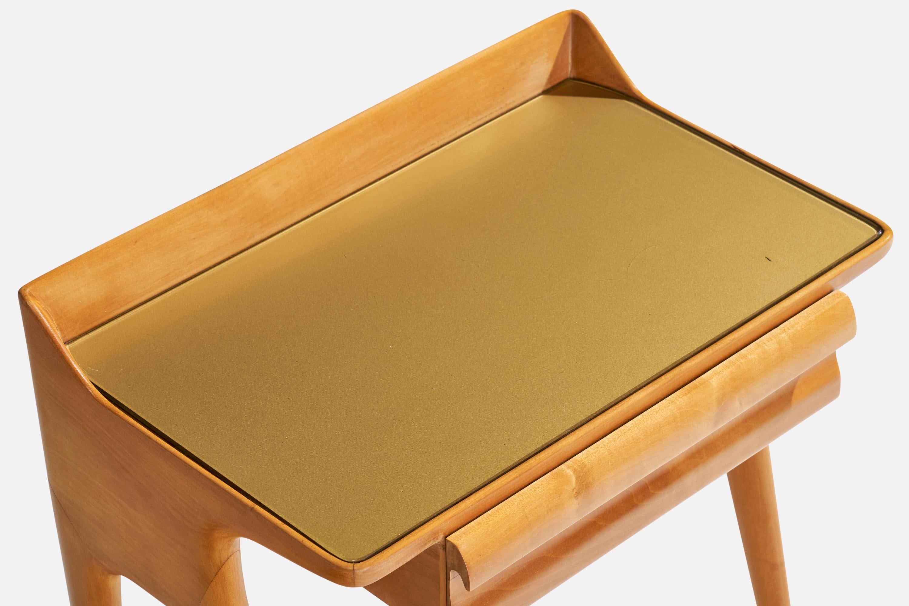 Vittorio Dassi, Nightstands, Wood, Glass, Italy, 1950s For Sale 1
