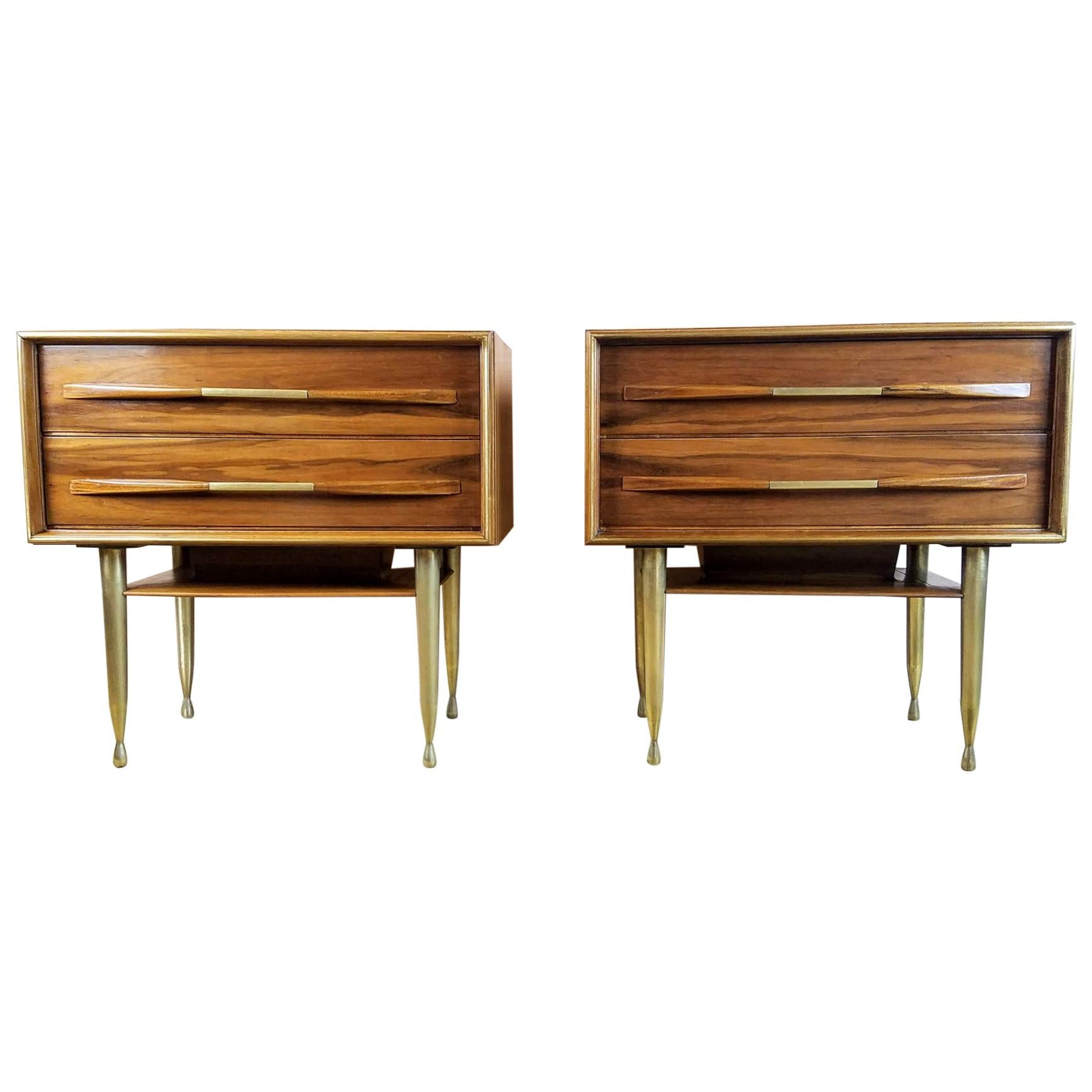 Vittorio Dassi Pair of End Tables / Nightstands, Italy, Mid-1950s