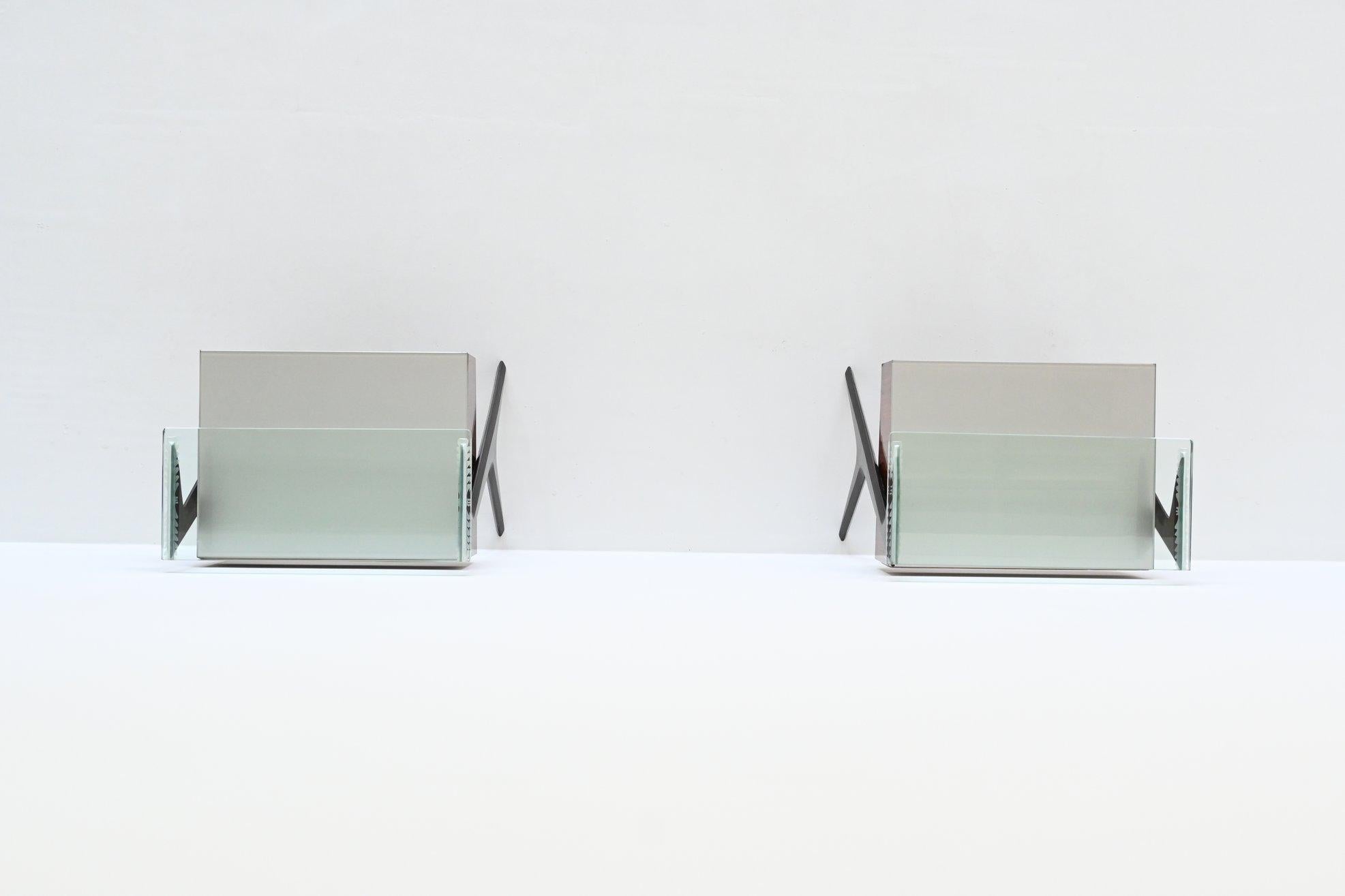 Vittorio Dassi pair of nightstands rosewood and glass Italy 1950 9
