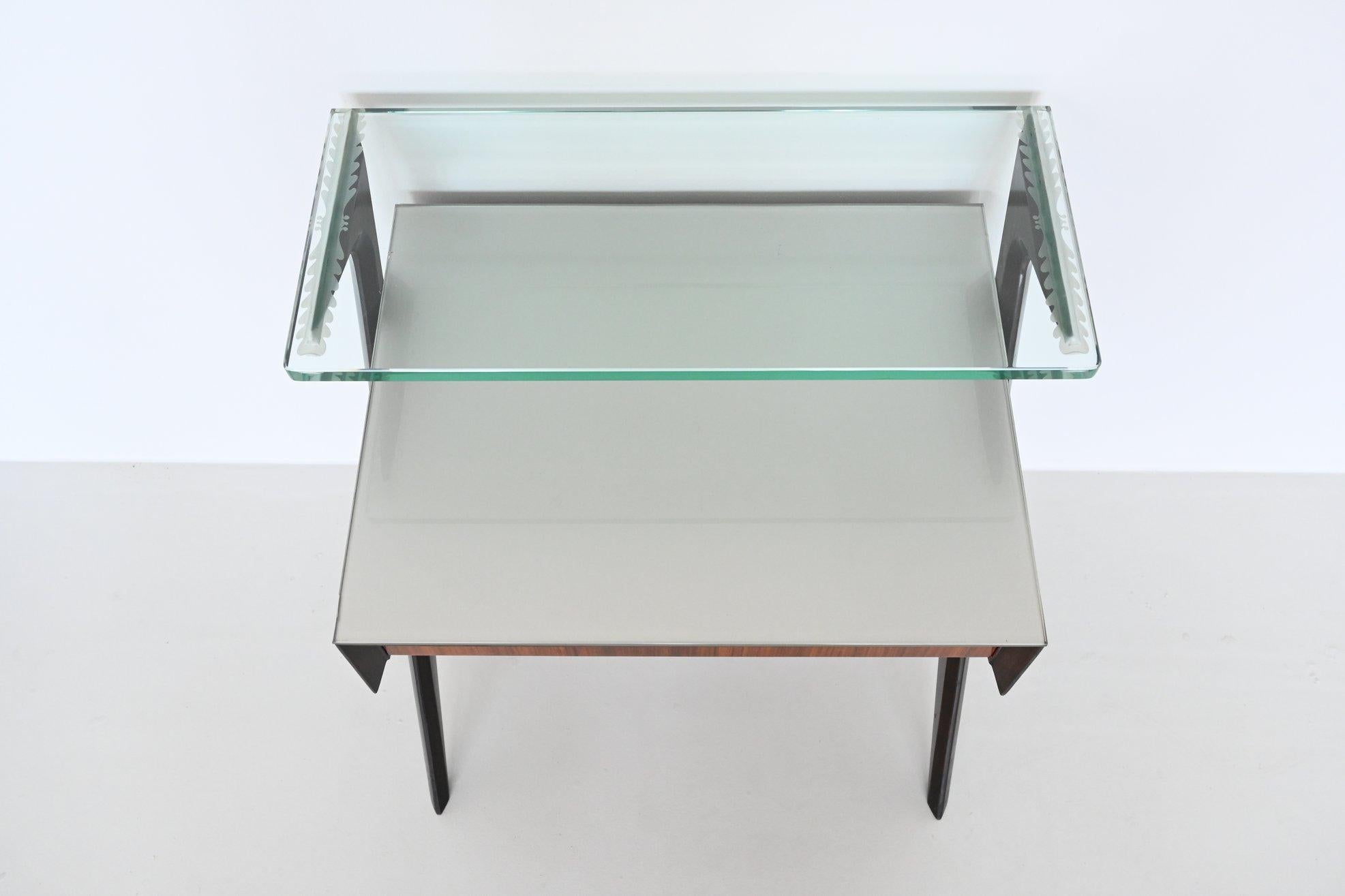 Vittorio Dassi pair of nightstands rosewood and glass Italy 1950 10
