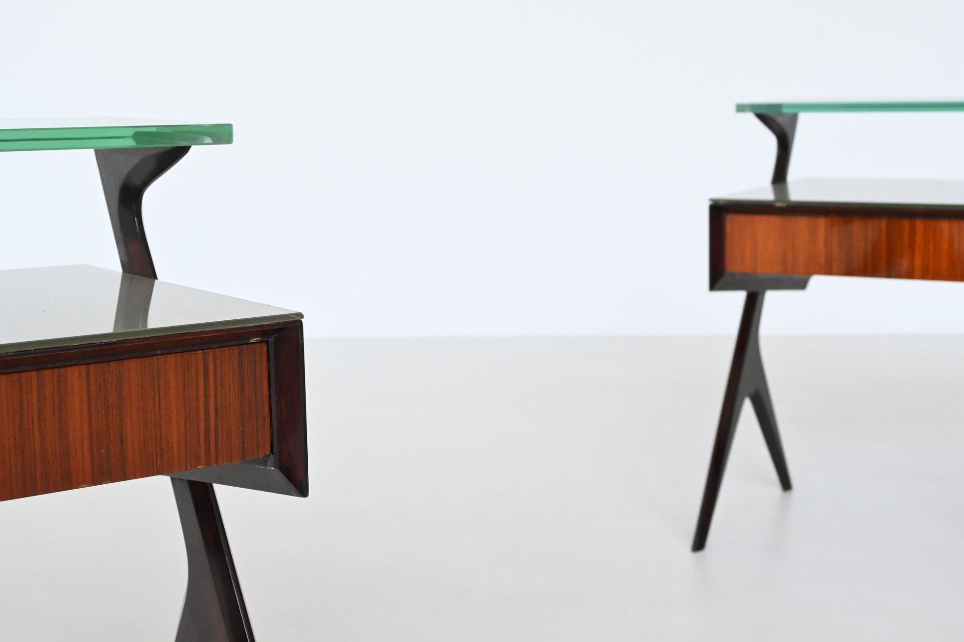 Vittorio Dassi pair of nightstands rosewood and glass Italy 1950 13