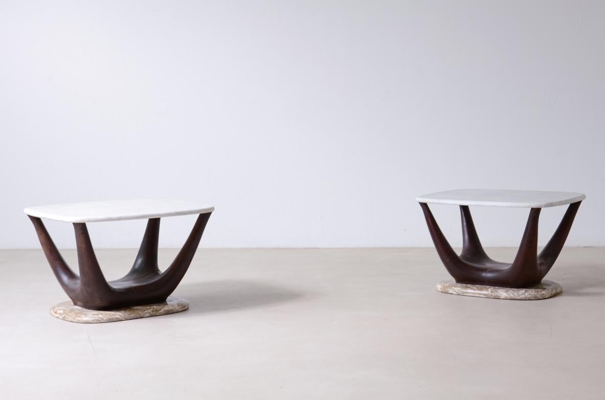 Vittorio Dassi, pair of organic shaped coffee tables In Excellent Condition For Sale In Milano, IT