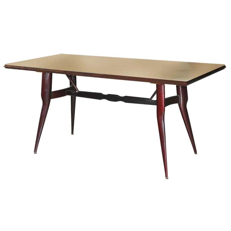 Vittorio Dassi Palisander Dining Table with Marbleized Glass Top For Sale