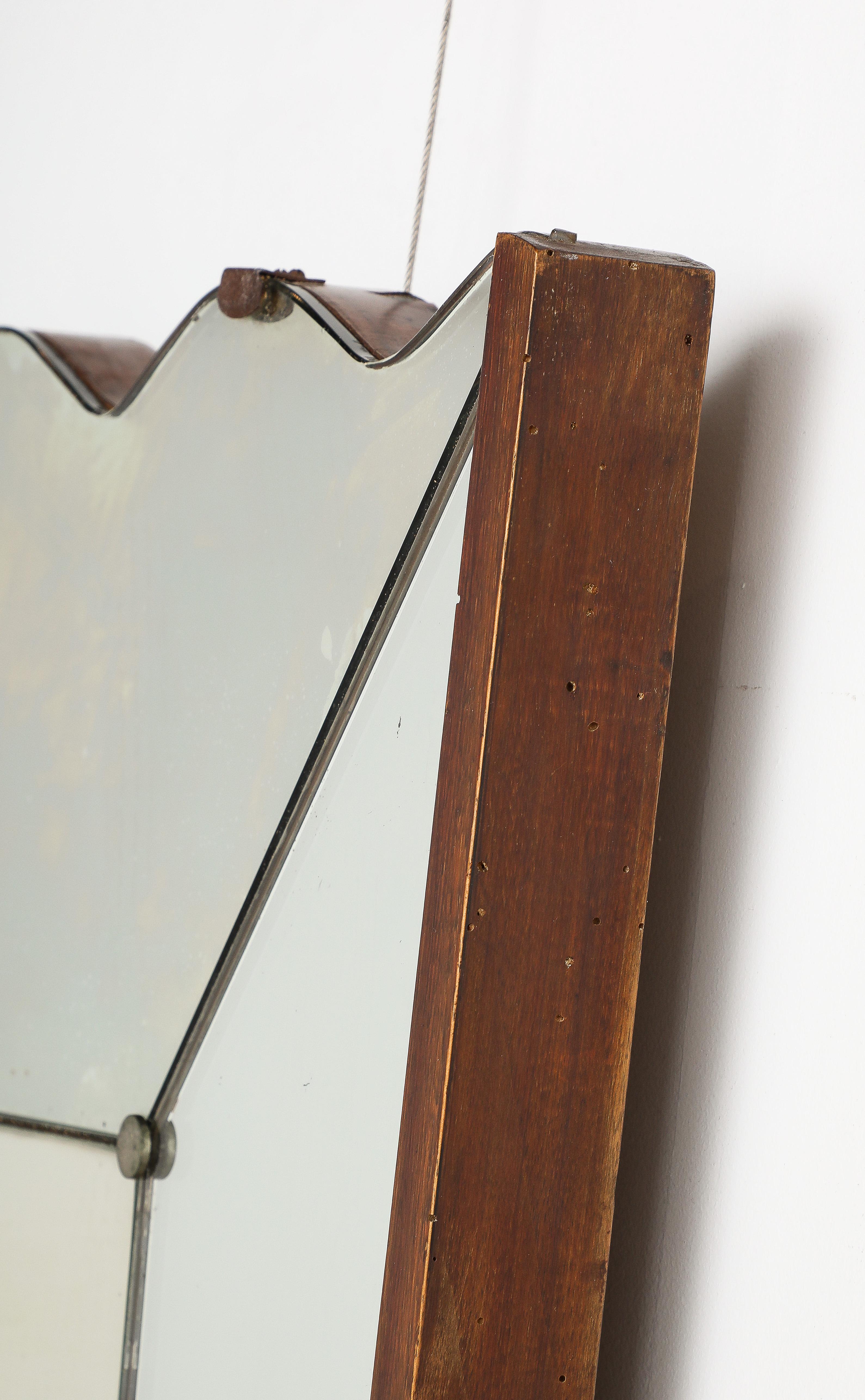 Vittorio Dassi Scalloped Wood Wall Mirror, Italy circa 1940  For Sale 8