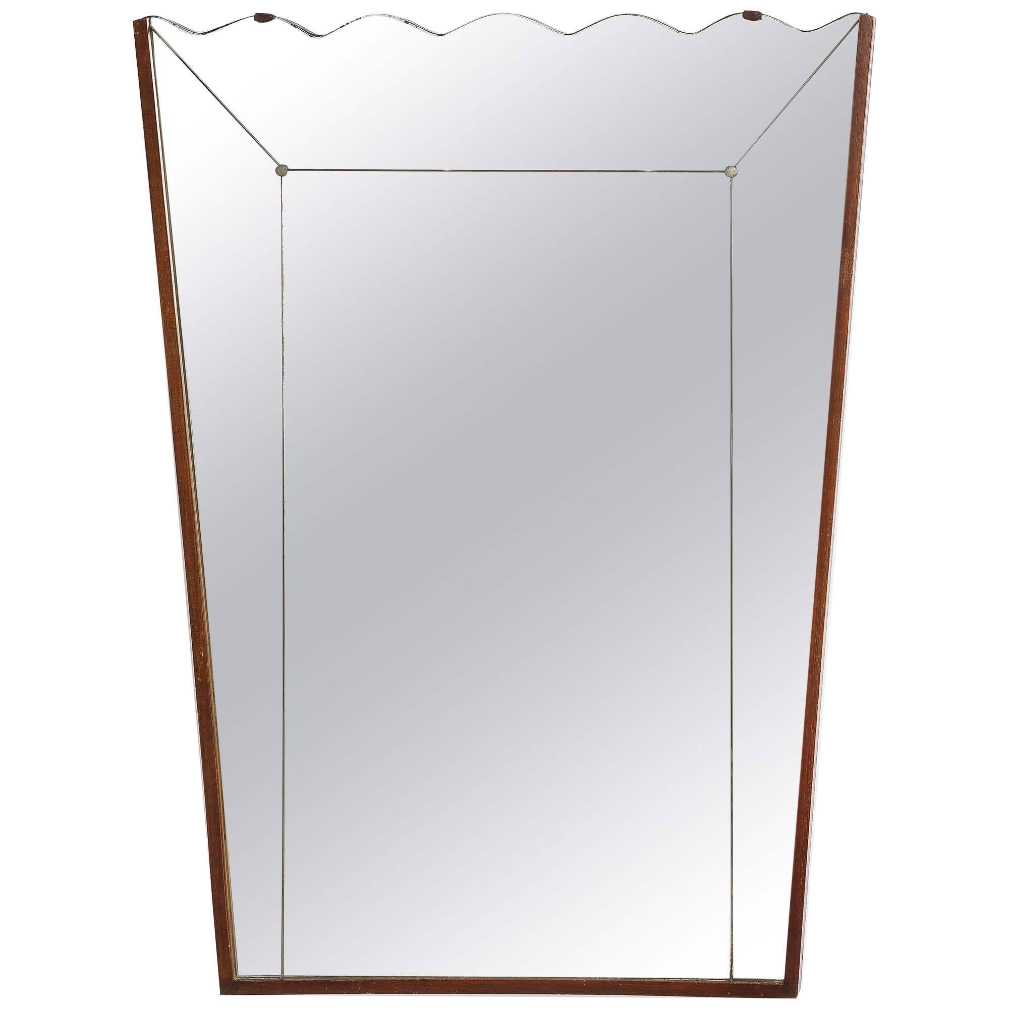 Miroir mural en bois festonné Vittorio Dassi, Italie vers 1940 en vente