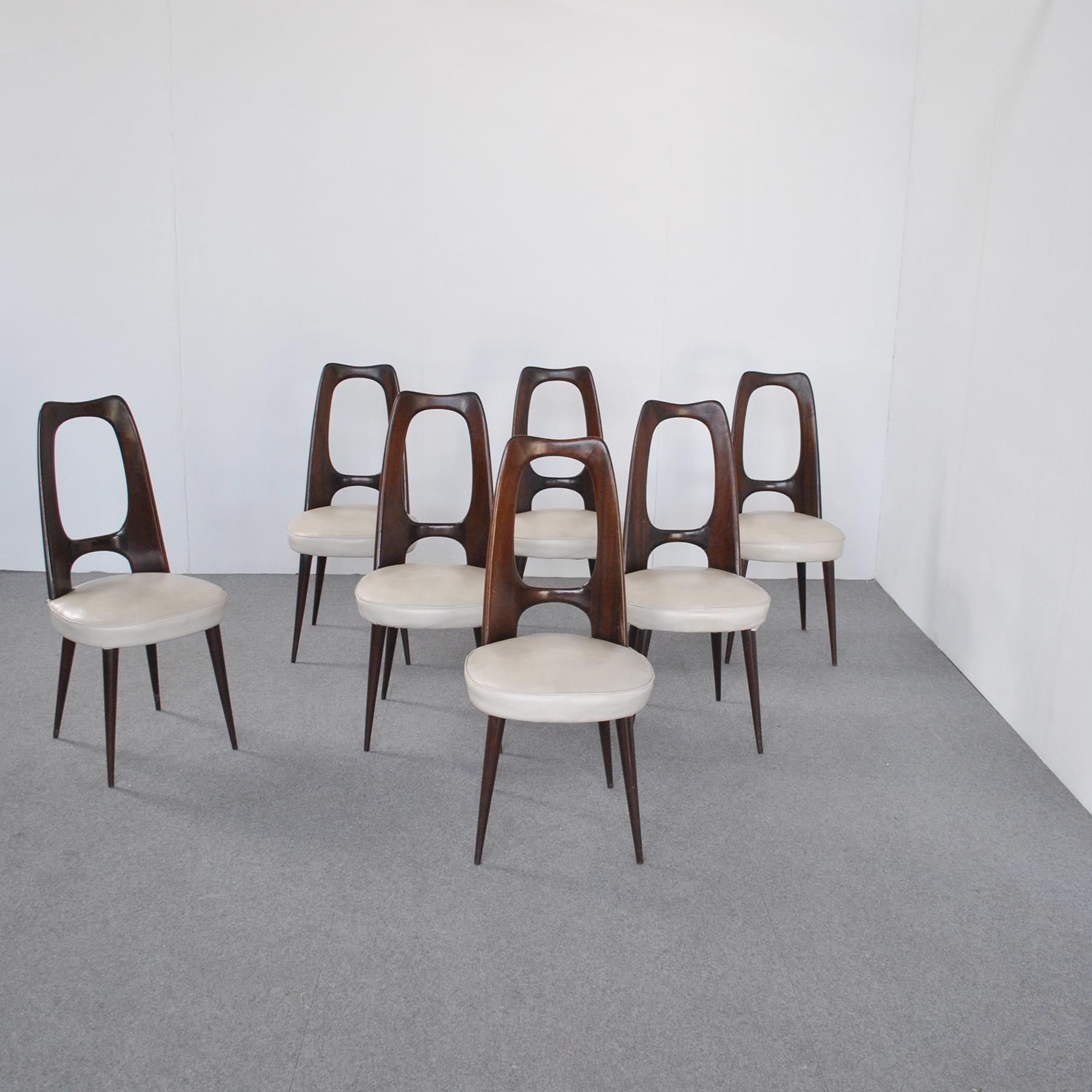 Set of eight Vittorio Dassi chairs, 1960s production.