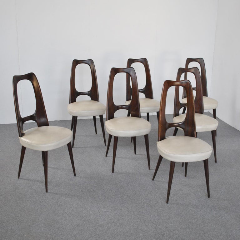 Mid-Century Modern Vittorio Dassi Set Eight Chairs from Late 60's For Sale