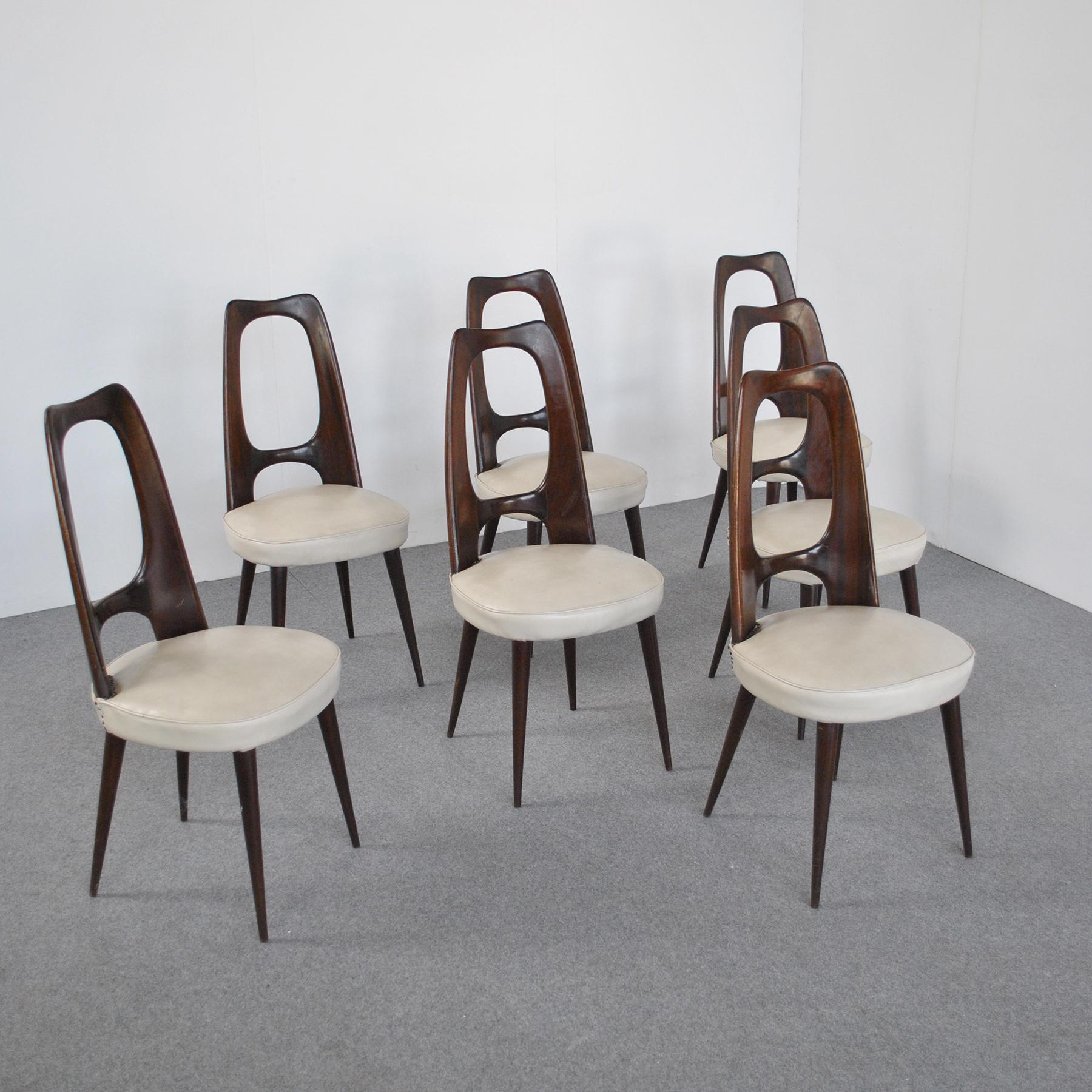 Mid-Century Modern Vittorio Dassi Set Eight Chairs from Late 60's