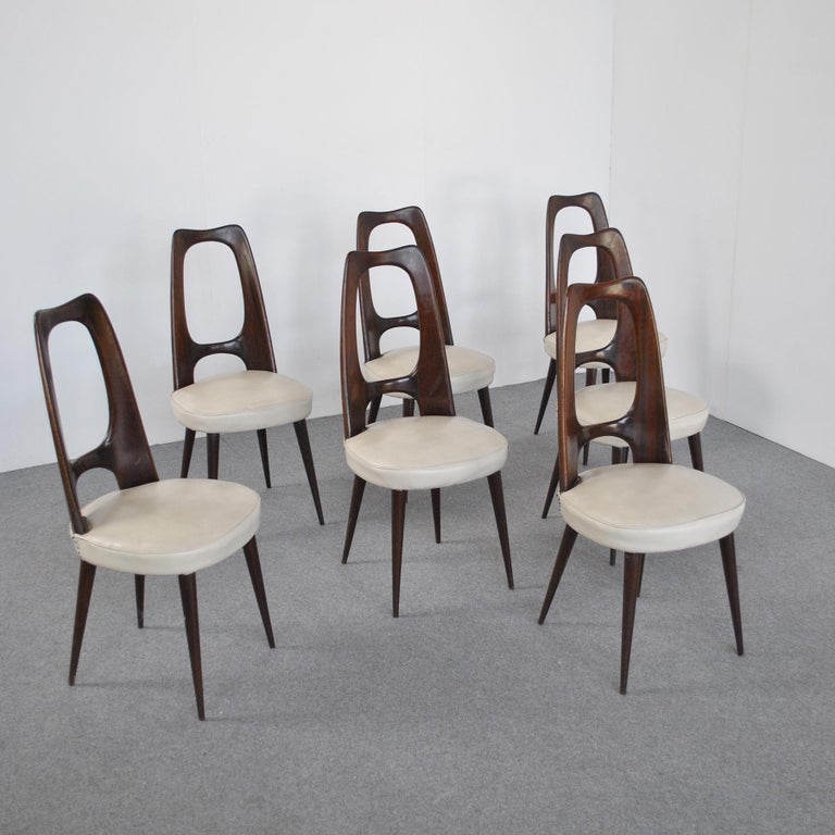Italian Vittorio Dassi Set Eight Chairs from Late 60's For Sale