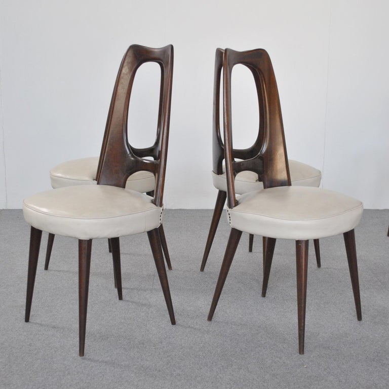 Mid-20th Century Vittorio Dassi Set Eight Chairs from Late 60's For Sale