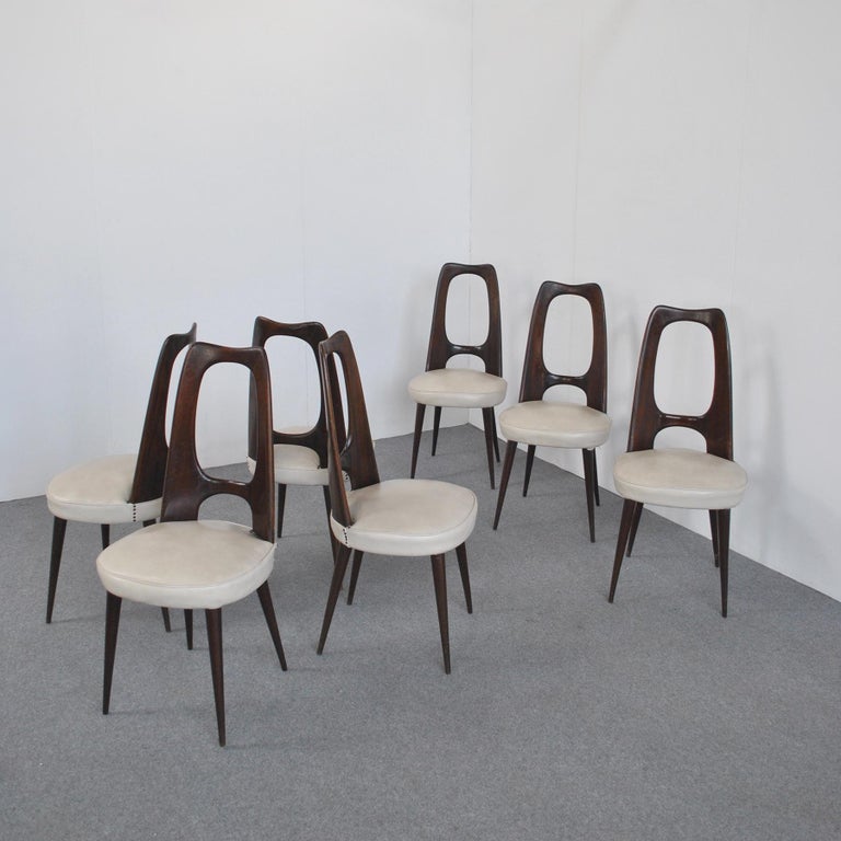 Vittorio Dassi Set Eight Chairs from Late 60's For Sale 1
