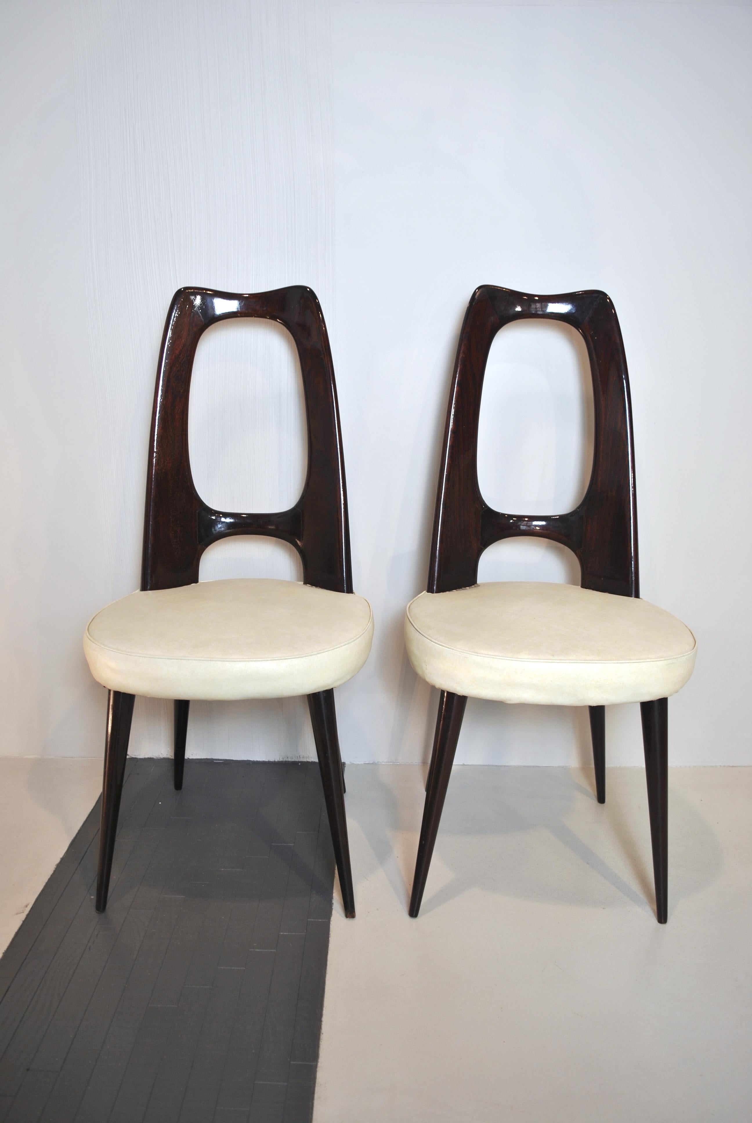 Vittorio Dassi Set of 8 Midcentury Italian Side Chairs, 1950s 4