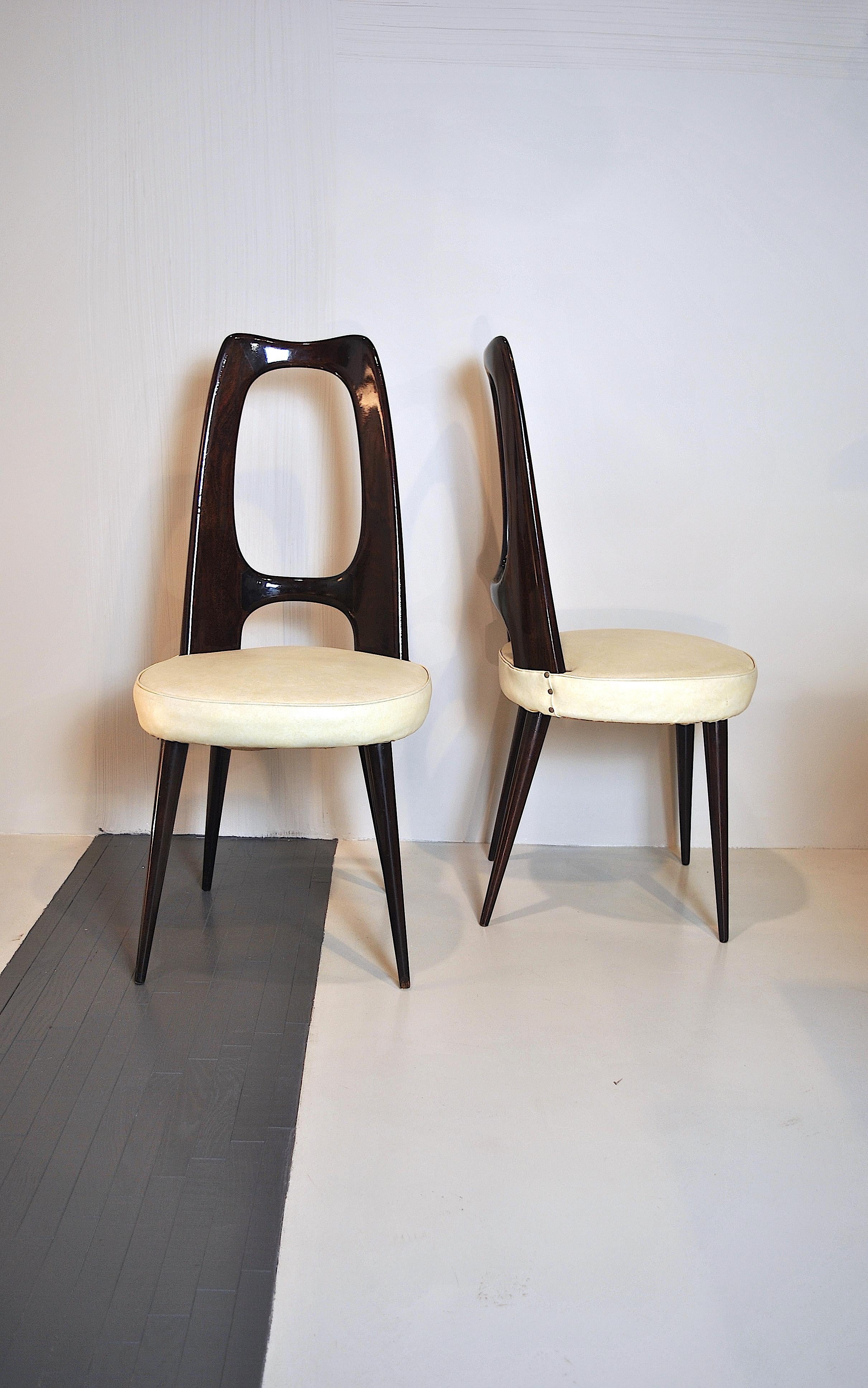 Mid-Century Modern Vittorio Dassi Set of 8 Midcentury Italian Side Chairs, 1950s