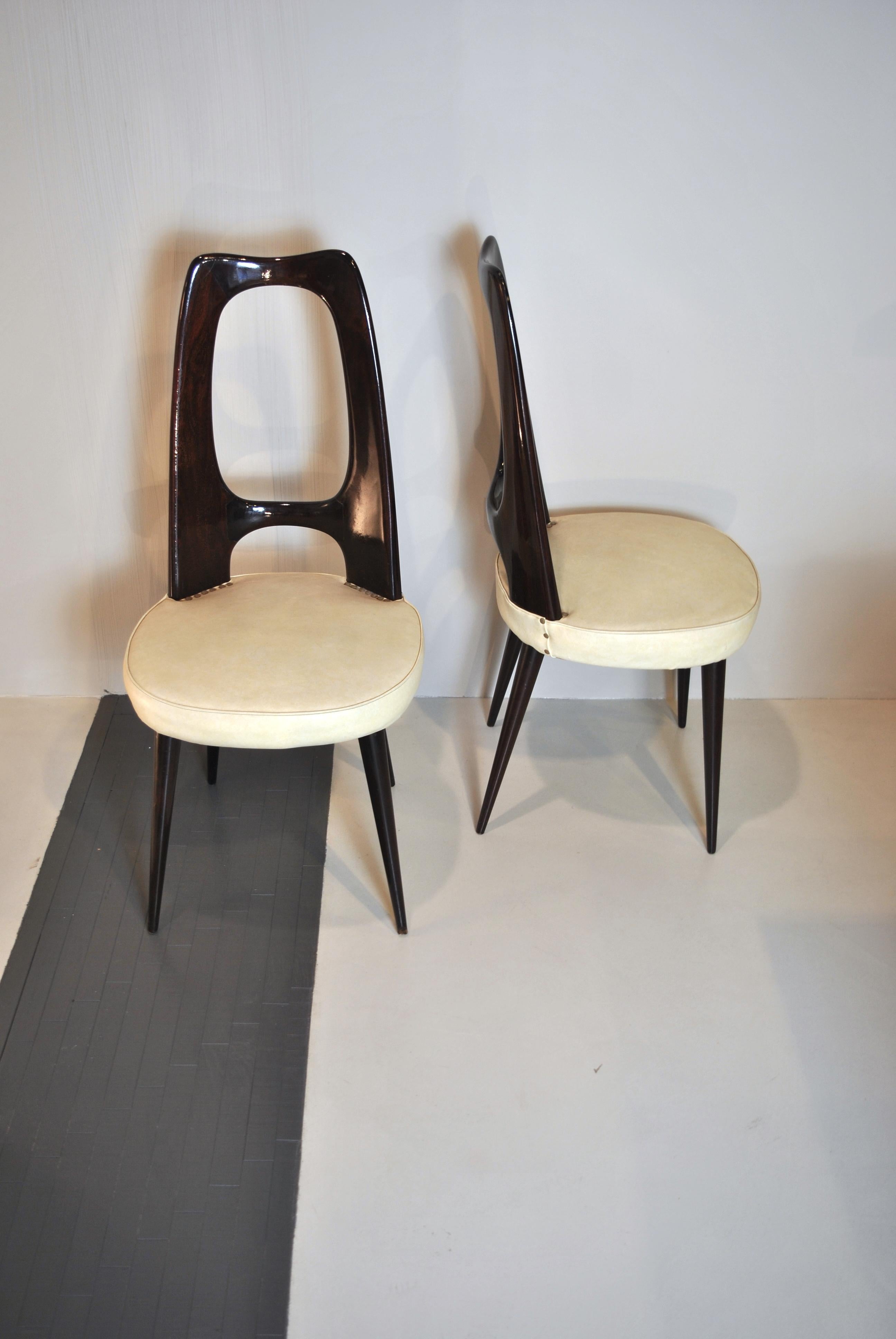 Vittorio Dassi Set of 8 Midcentury Italian Side Chairs, 1950s In Good Condition In bari, IT