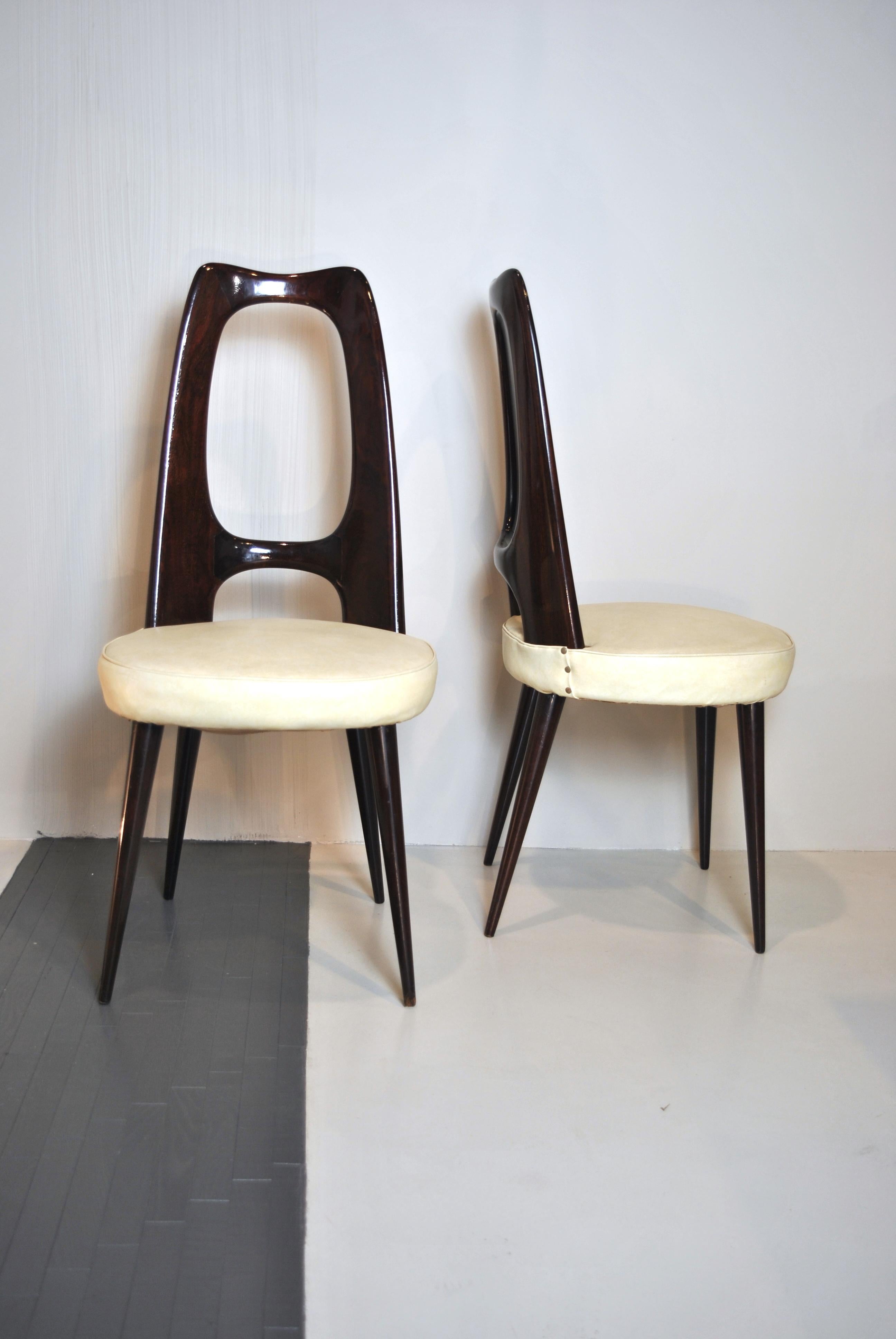 Mid-20th Century Vittorio Dassi Set of 8 Midcentury Italian Side Chairs, 1950s