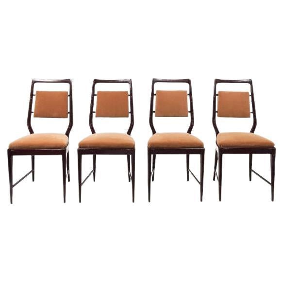 Vittorio Dassi Set of Four Chairs with Wood and Vinyl