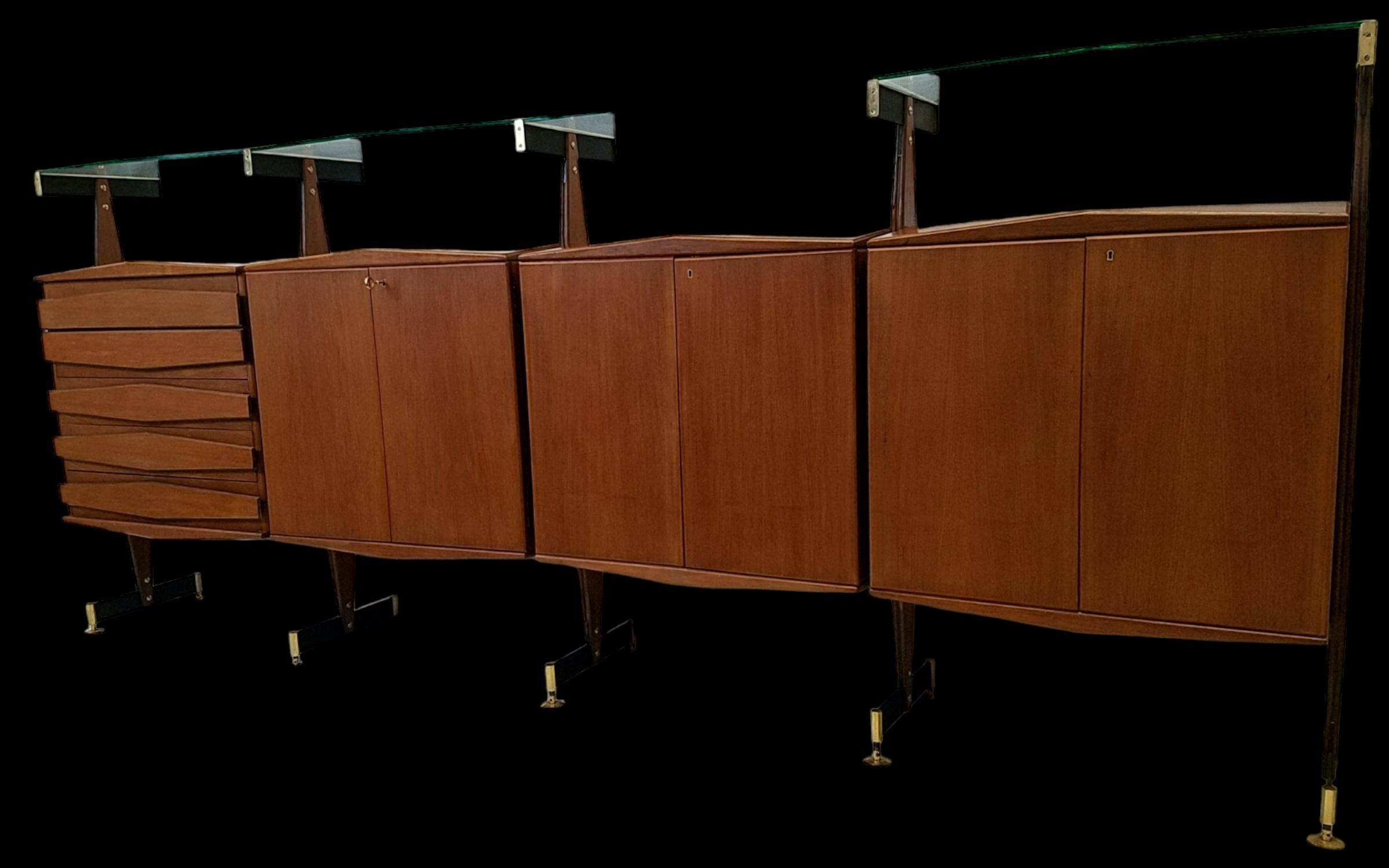 Sechseckige Vittorio Dassi Sideboard-Glasregale La Permanente Mobili Cantu 1950er Jahre im Angebot 4
