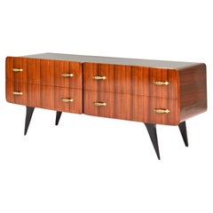 Vittorio Dassi Sideboard in Italian Walnut, Brass and Black Glass - Italy, 1950s