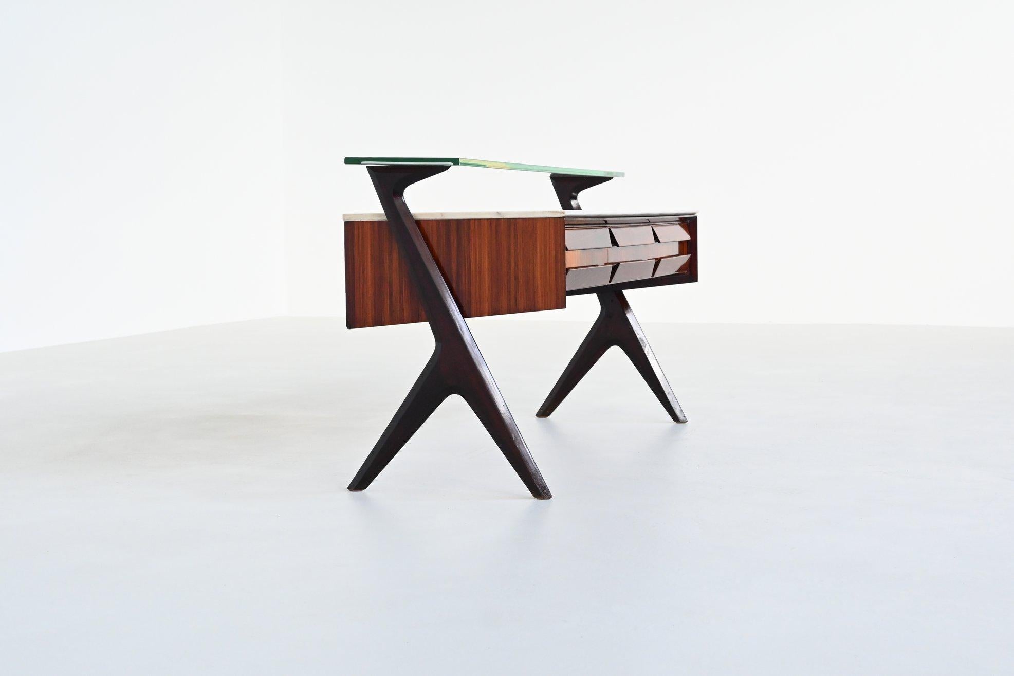Mid-Century Modern Buffet Vittorio Dassi en bois de rose et marbre Dassi Italie 1953