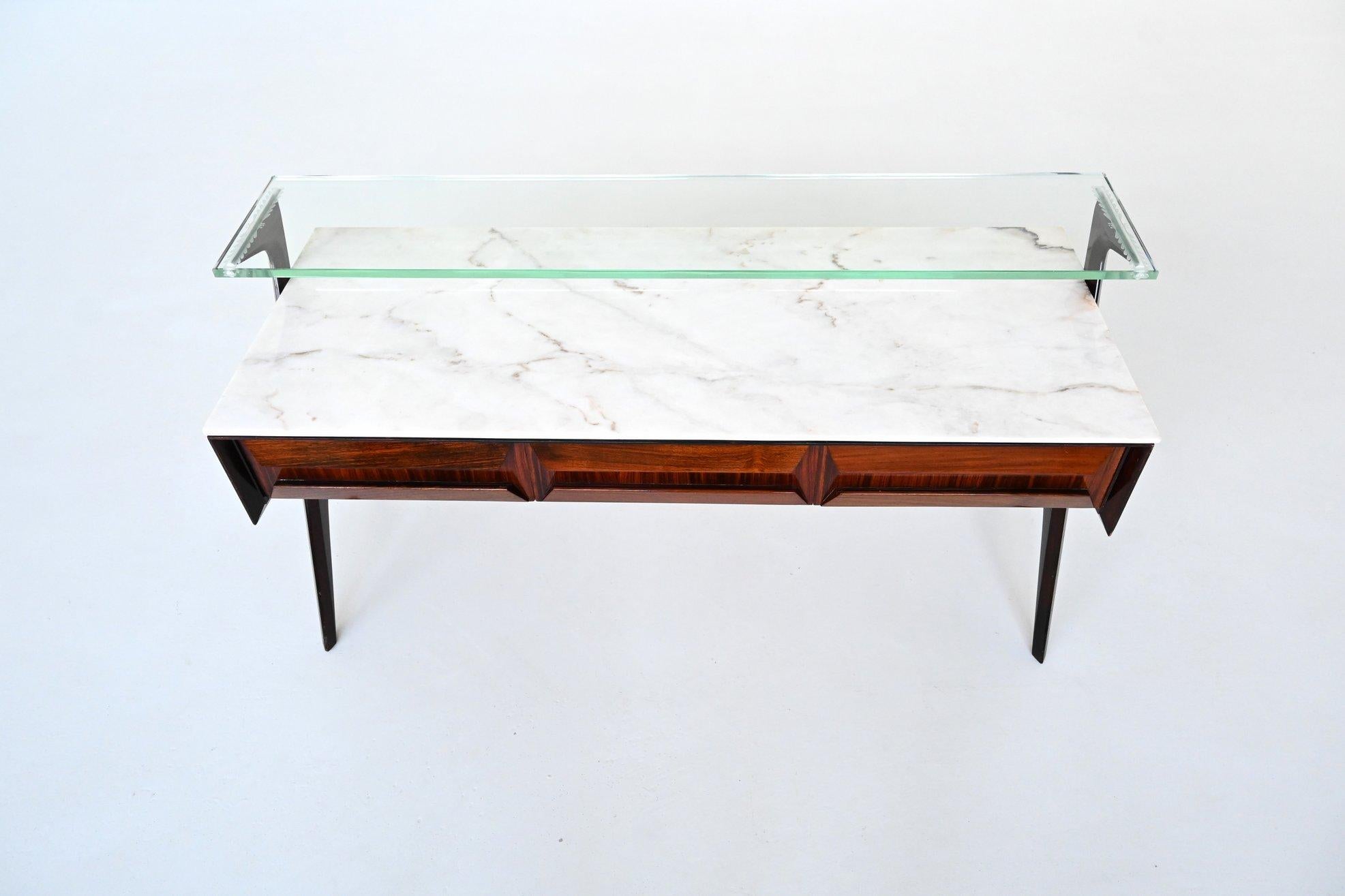 Buffet Vittorio Dassi en bois de rose et marbre Dassi Italie 1953 Bon état à Etten-Leur, NL