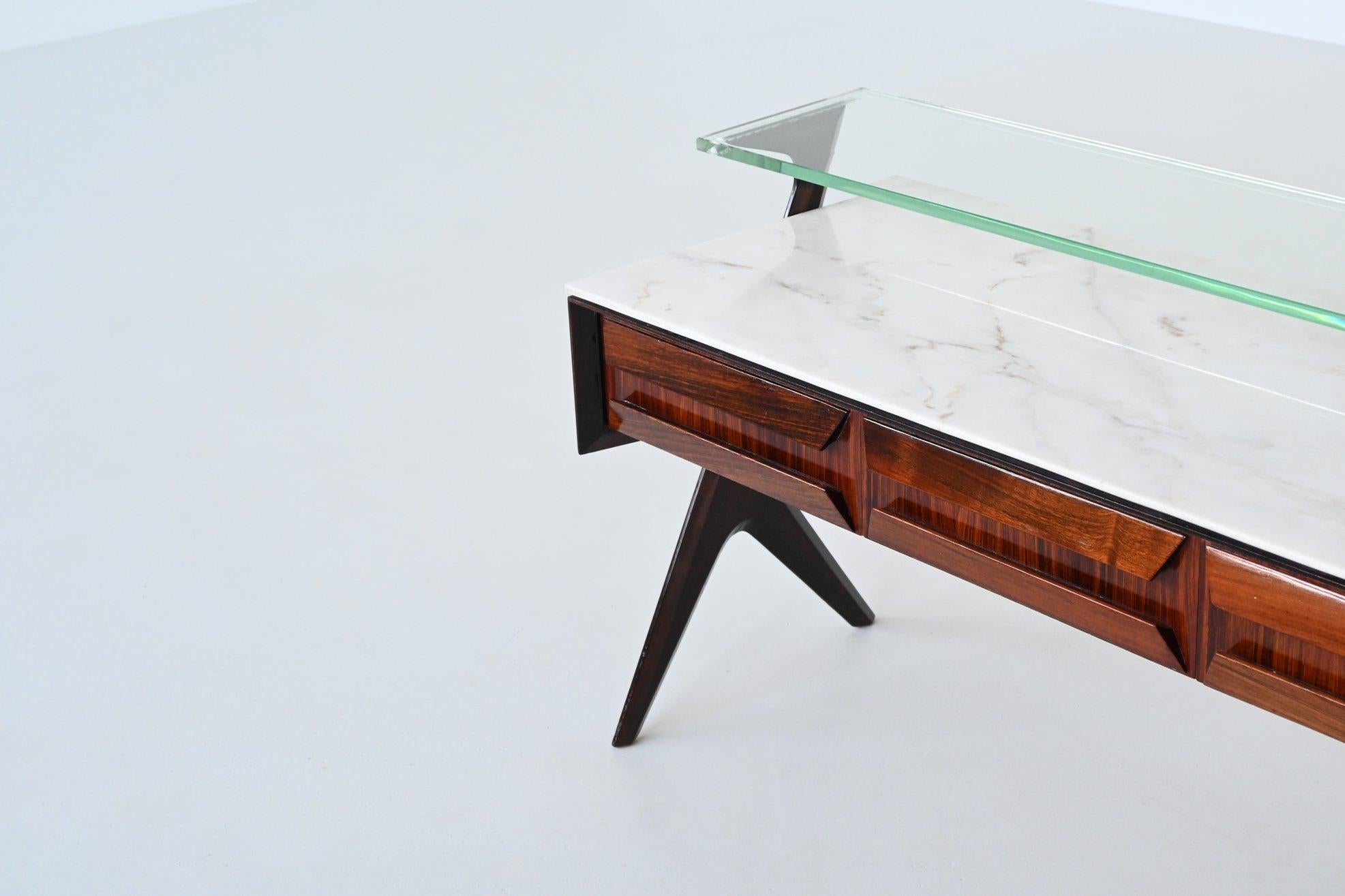 Milieu du XXe siècle Buffet Vittorio Dassi en bois de rose et marbre Dassi Italie 1953