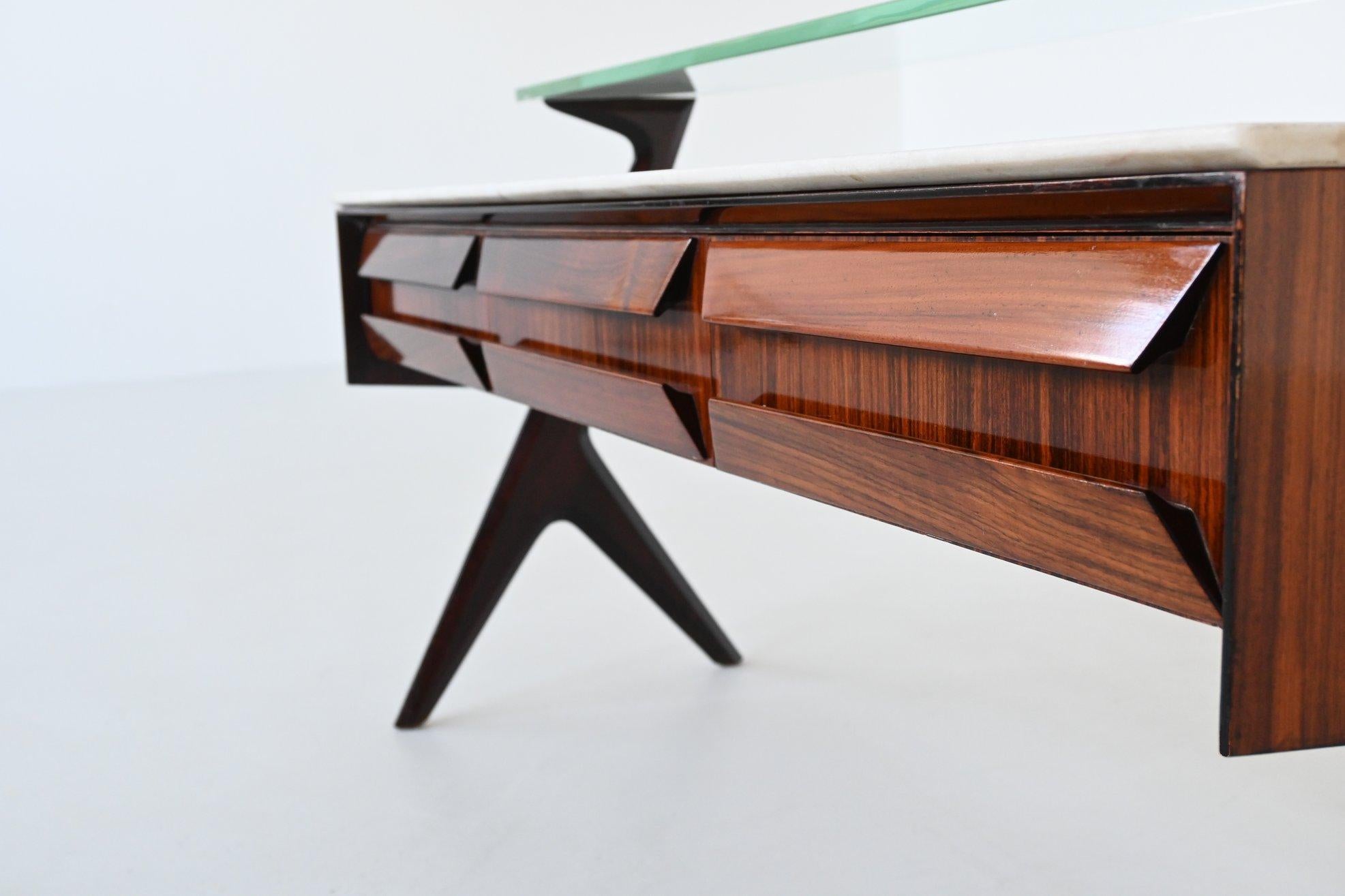 Buffet Vittorio Dassi en bois de rose et marbre Dassi Italie 1953 1
