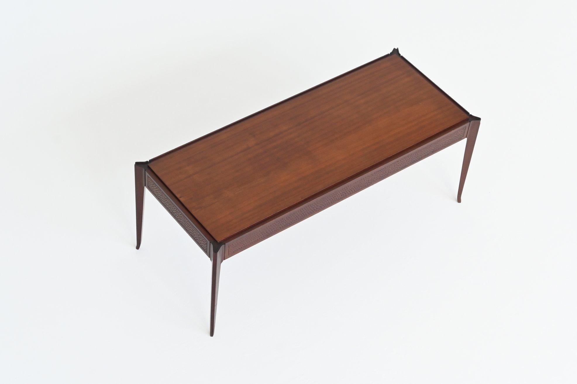 Italienischer Couchtisch im Vittorio Dassi-Stil aus Mahagoni, Italien 1960 im Angebot 13