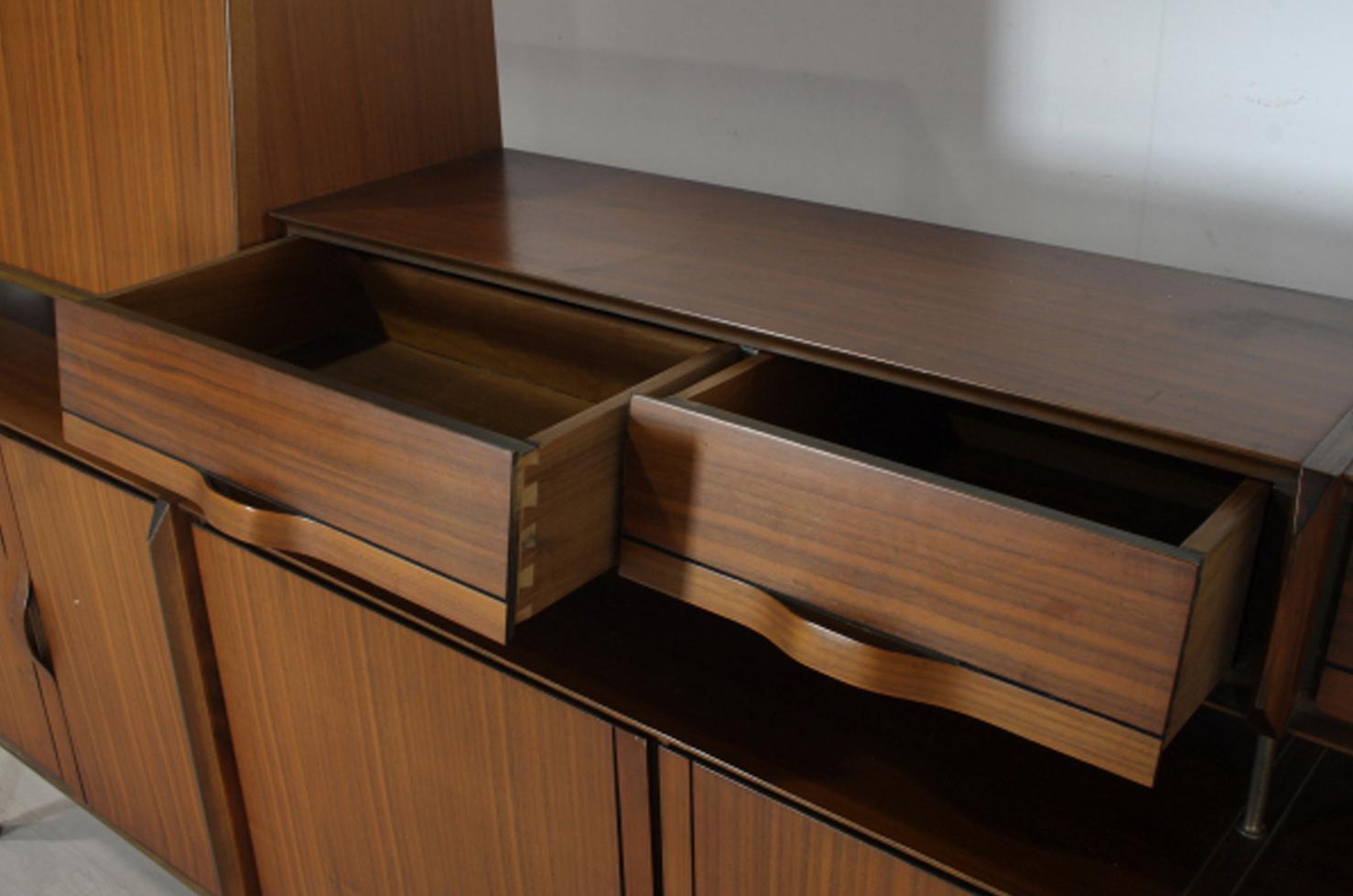 Italian Vittorio Dassi Three Height Walnut Long Sideboard