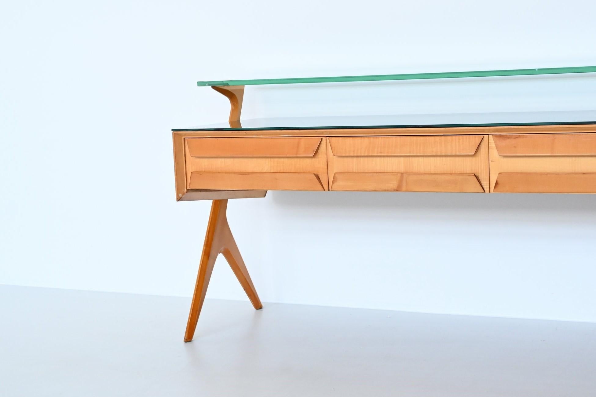 Vittorio Dassi Schminktisch-Sideboard aus Birkenholz, Italien 1950 1