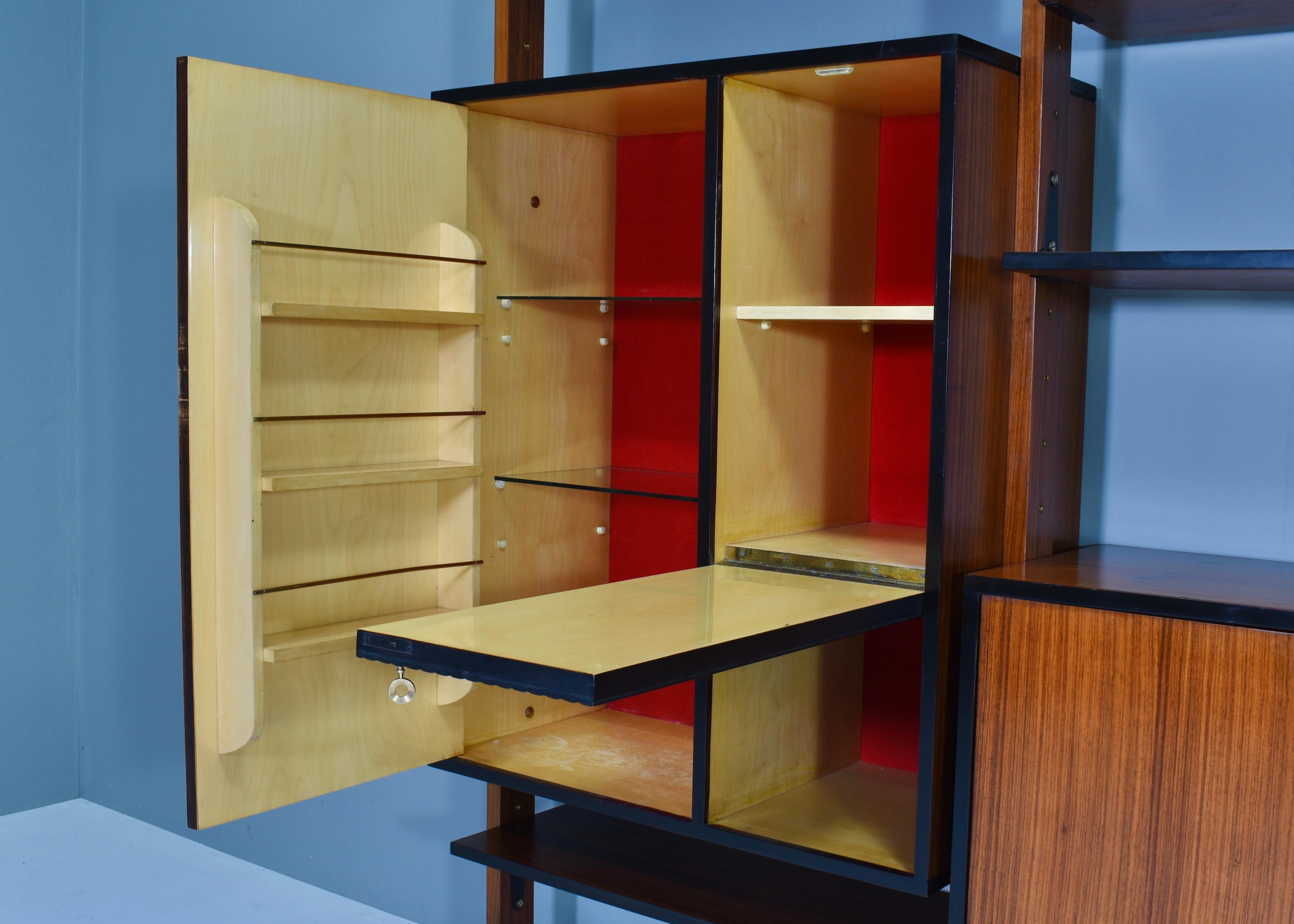 Brass Vittorio Dassi Wall Unit / Dry Bar for Permanente Mobili Cantù, Italy, 1950-60 For Sale