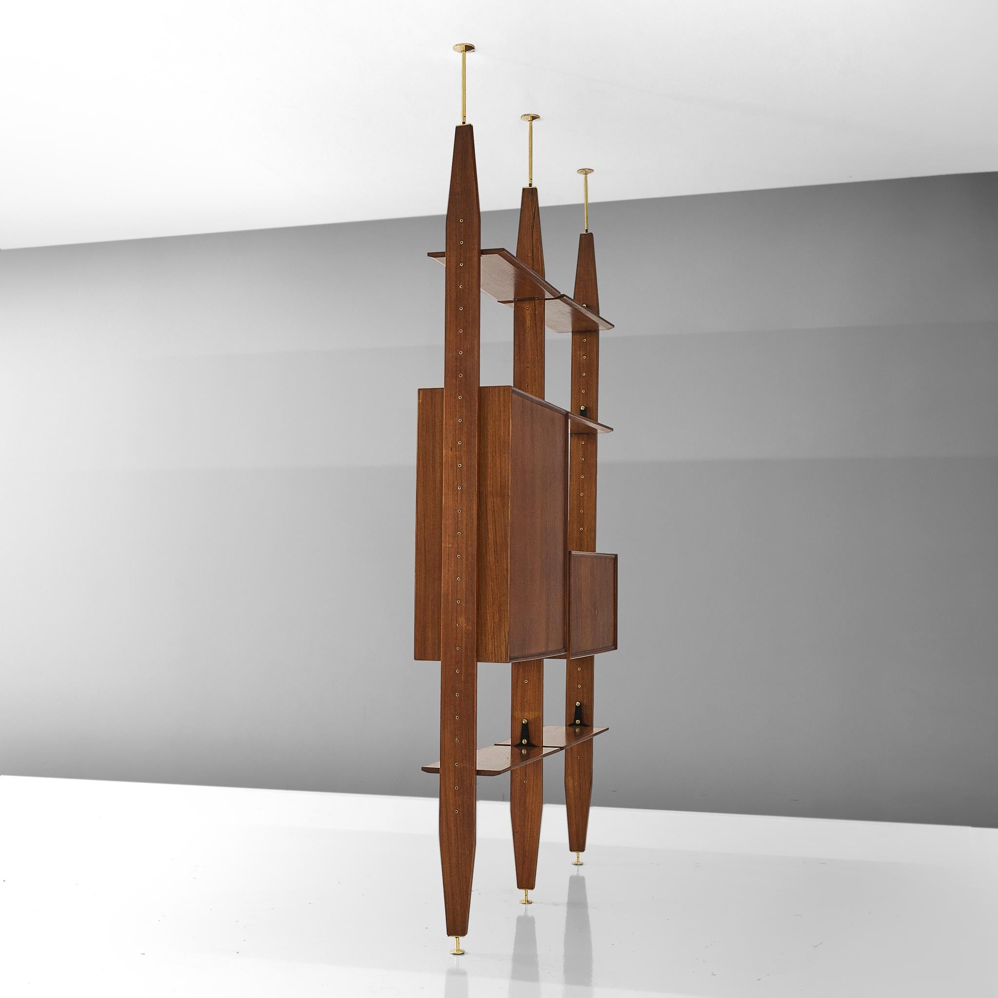 Brass Vittorio Dassi Wall Unit in Walnut