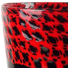 Vaso di fiori in vetro Art di Vittorio Ferro Murano, nero e rosso.
