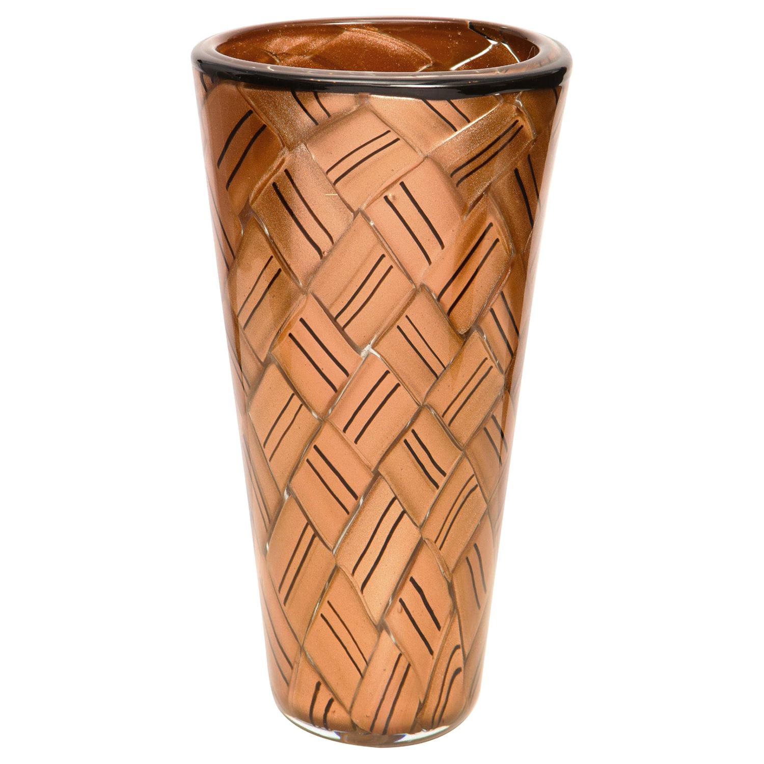 Vaso di Vittorio Ferro con murrine avventurine uniche 2002 (firmato e datato) in vendita