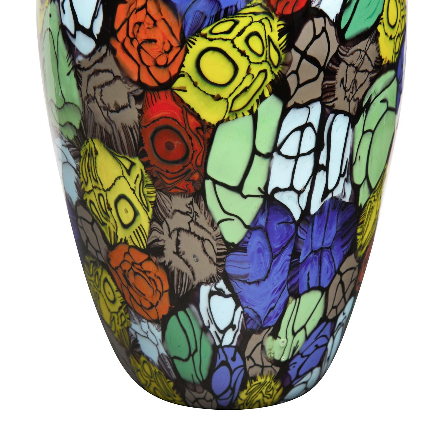 Fait main Vase Vittorio Ferro avec murrine multicolore unique, vers 1994 en vente