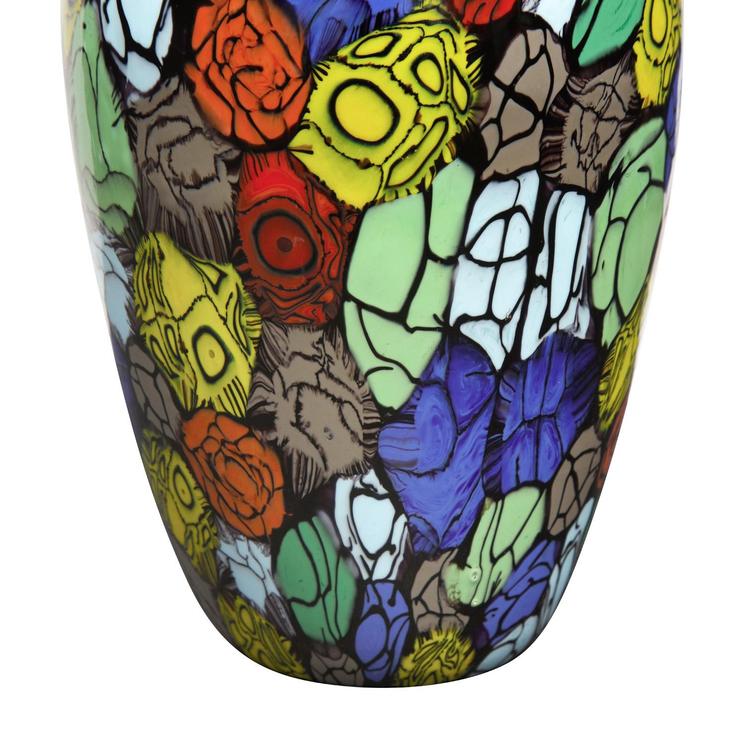 Vittorio Ferro Vase mit einzigartiger mehrfarbiger Murrine um 1994 (Handgefertigt) im Angebot