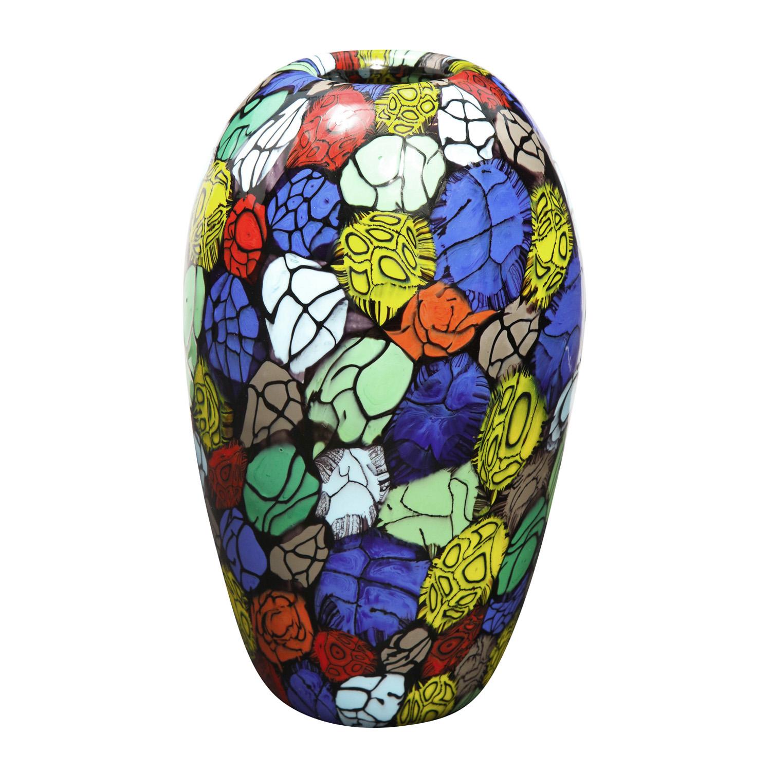 Hand-Crafted Vittorio Ferro Vase with Unique Multicolor Murrine, ca 1994 For Sale