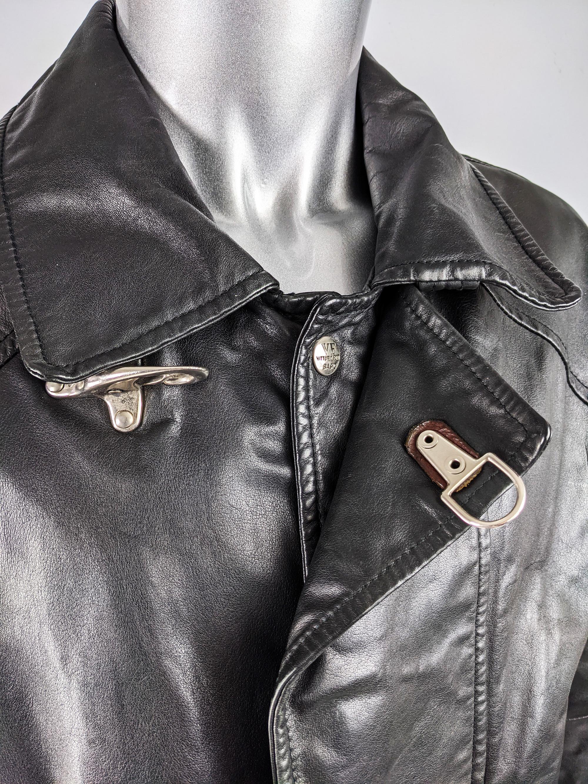 Vittorio Forti Mens Vintage Black Leather Coat Vittorio Forti Mens Vintage Black Leather Coat