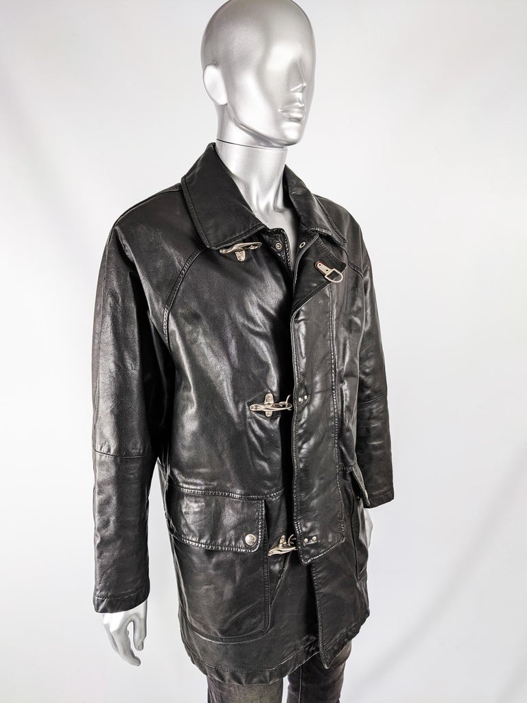 Vittorio Forti Mens Vintage Black Leather Coat at 1stDibs | vittorio ...
