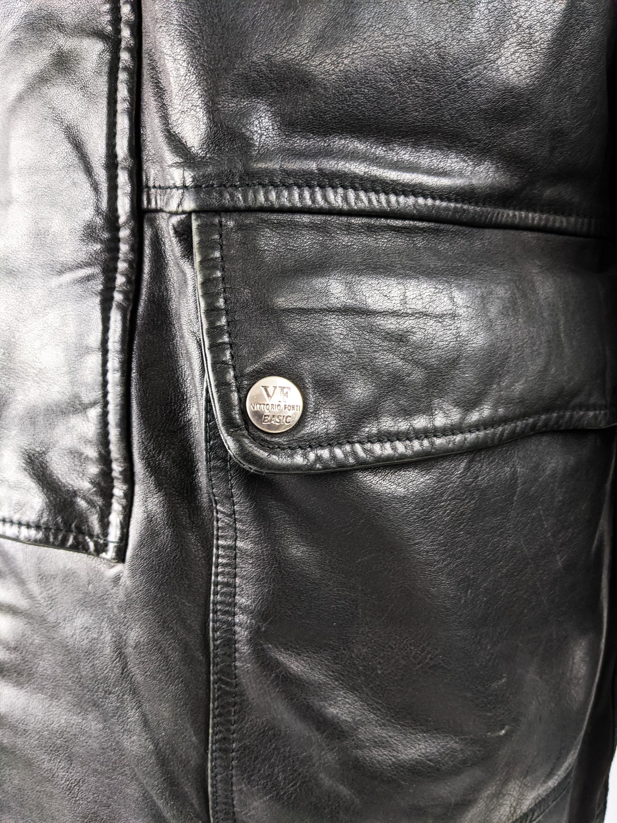 Men's Vittorio Forti Mens Vintage Black Leather Coat