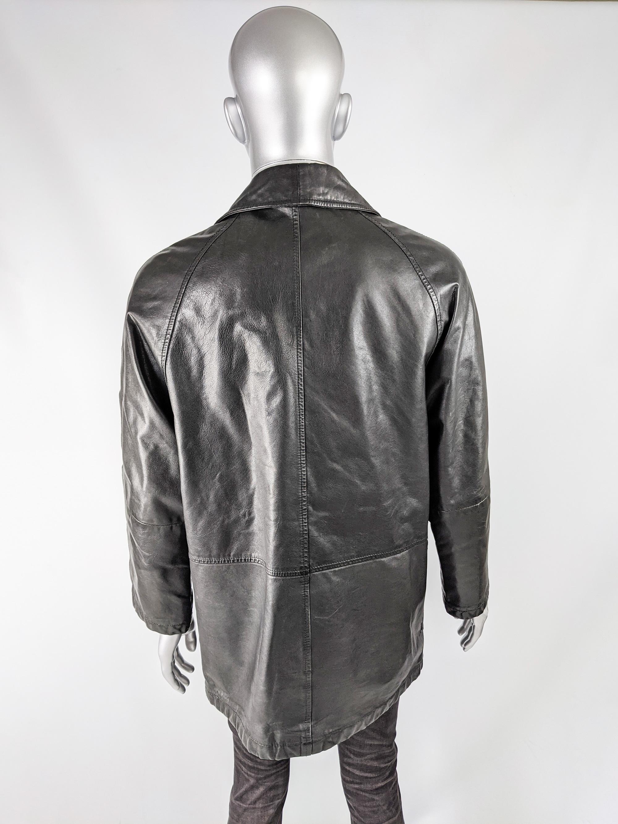 Vittorio Forti Mens Vintage Black Leather Coat 1
