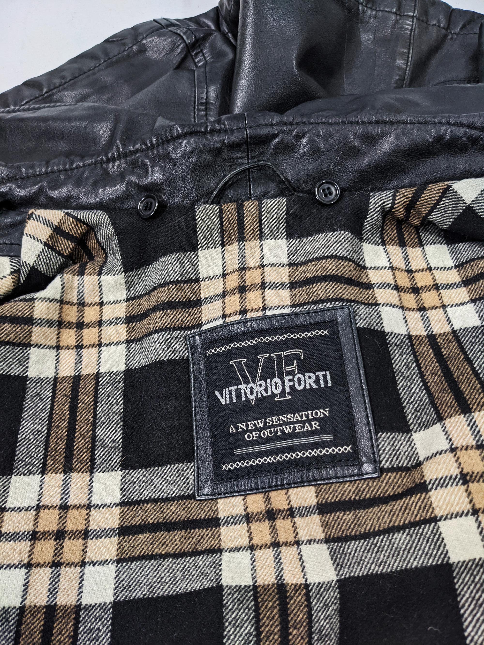 Vittorio Forti Mens Vintage Black Leather Coat 2
