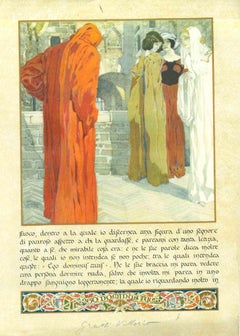 Dante Alighieri – Lithographie und Pochoir von Vittorio Grassi – Lithographie und Pochoir – 1930
