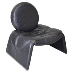 Vittorio Introini Calypso C35 Armchair Black Leather Italian Design
