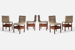 Vittorio Introini, Sedie da pranzo "Chelsea" in pelle di noce e metallo, Italia anni '60