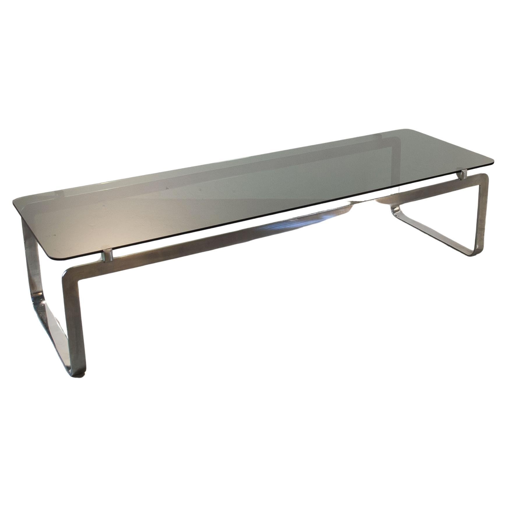 Side table mod. P42, Saporiti 1960s. Beveled crystal, steel, design Vittorio Introini