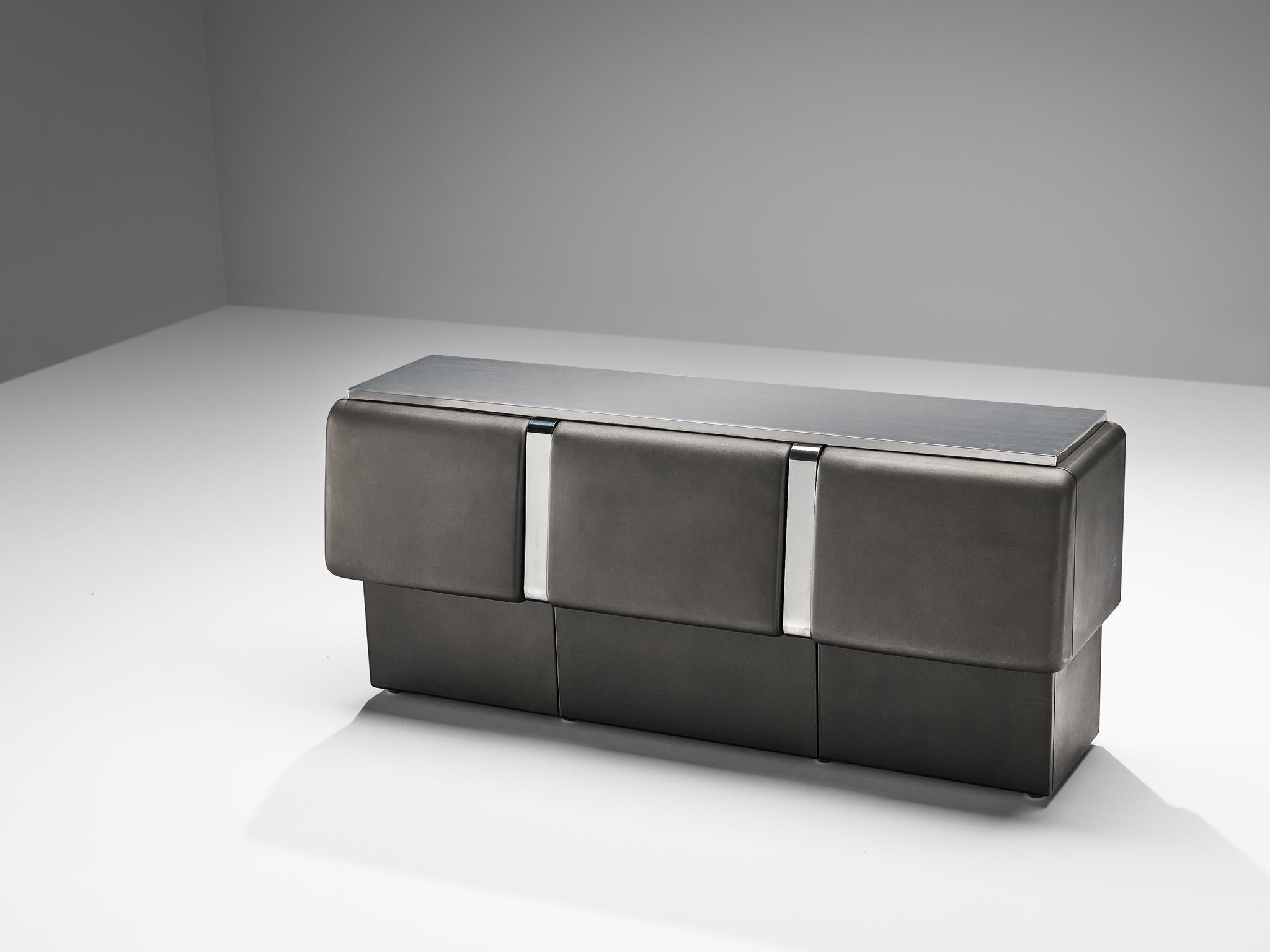 Vittorio Introini 'Colby' Sideboard in Grey Lacquered Wood and Metal 3