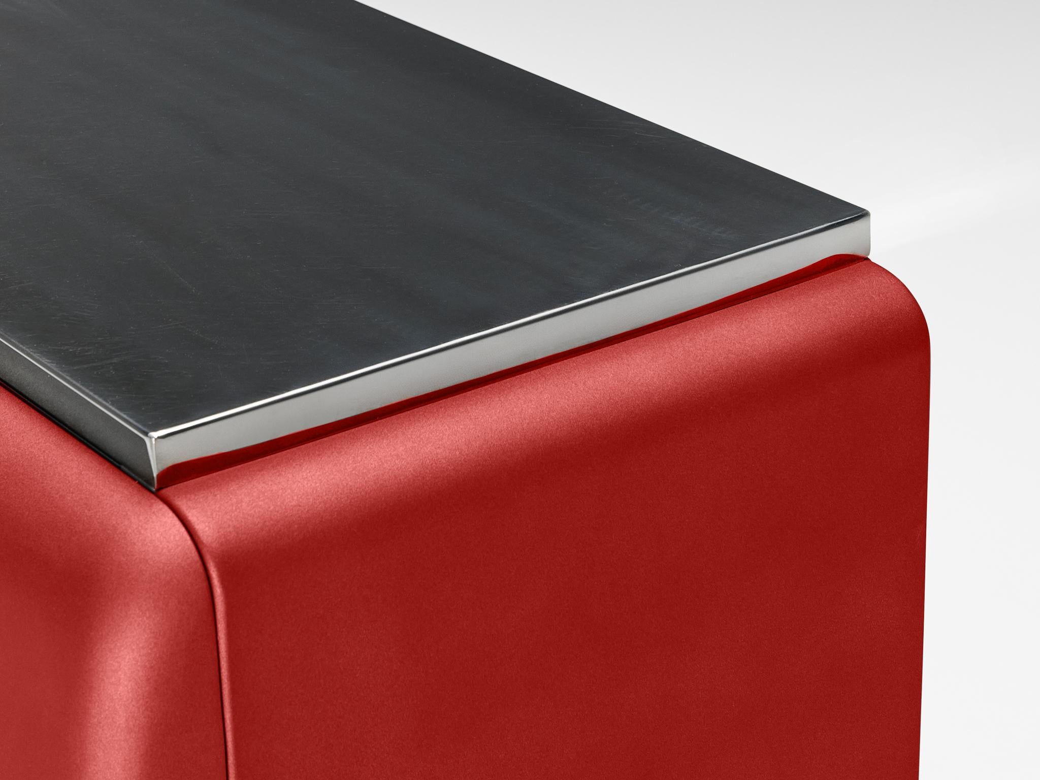 Vittorio Introini 'Colby' Sideboard in Red Lacquered Wood and Metal 4