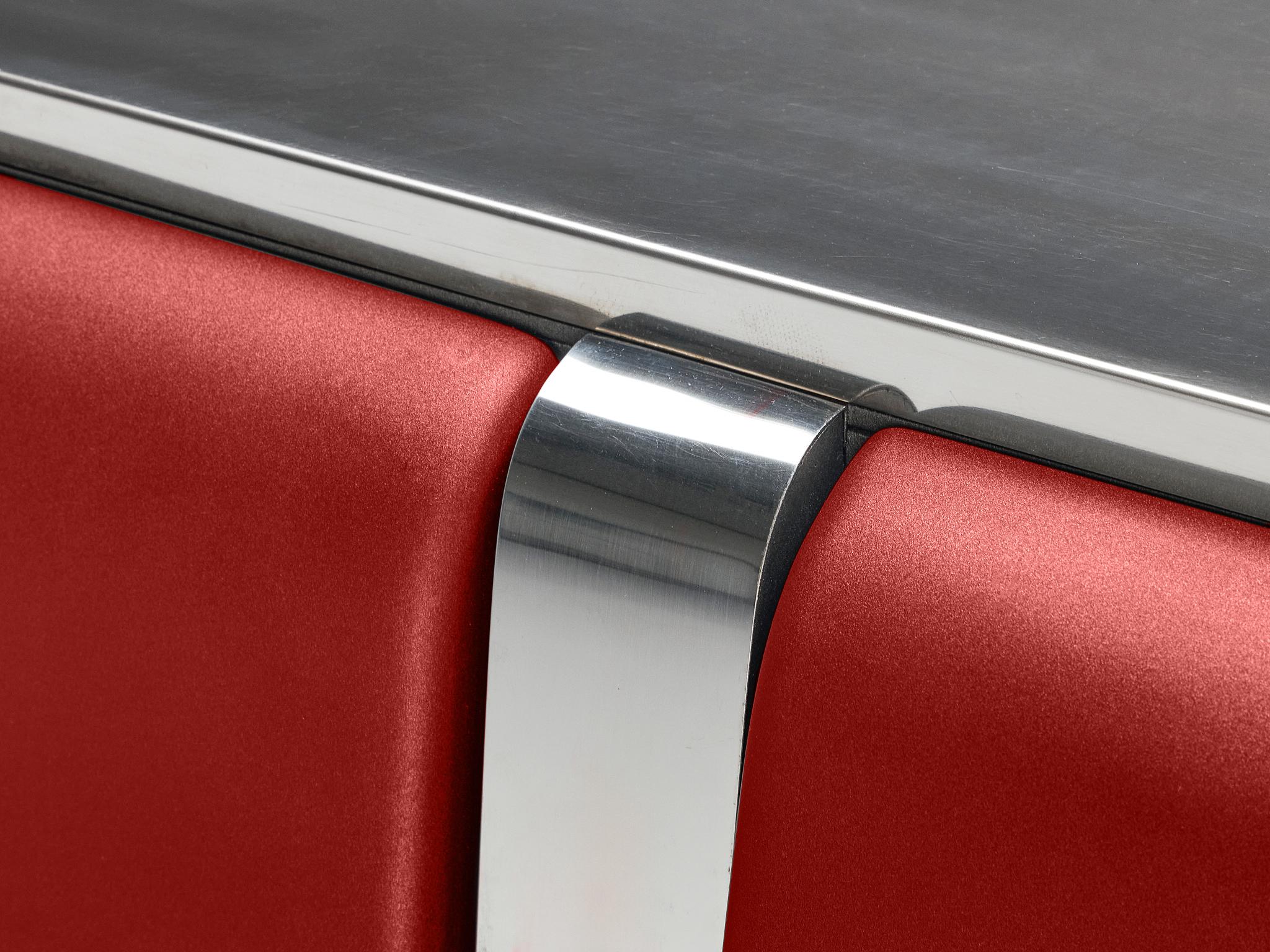 Post-Modern Vittorio Introini 'Colby' Sideboard in Red Lacquered Wood and Metal