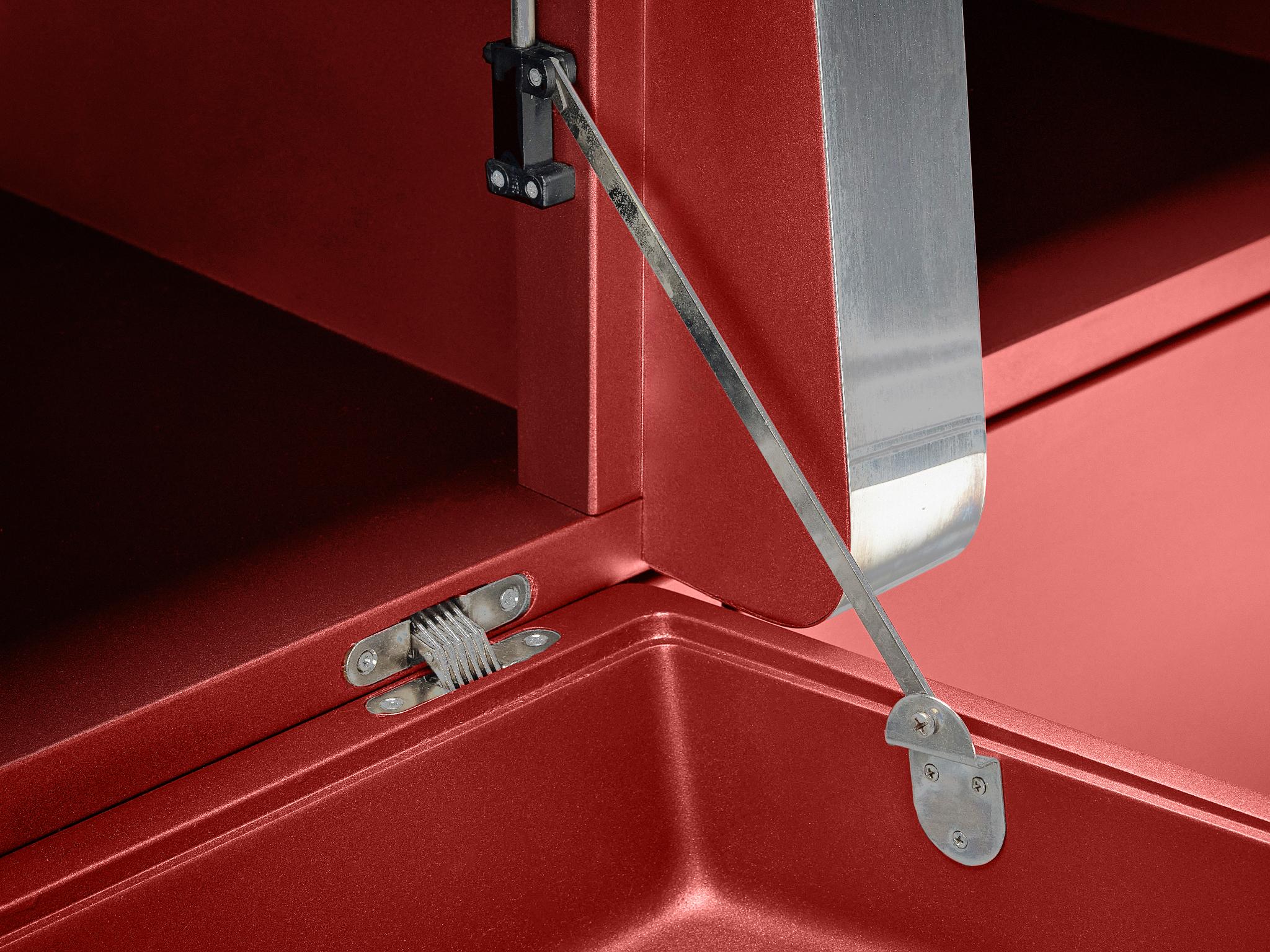 Vittorio Introini 'Colby' Sideboard in Red Lacquered Wood and Metal In Good Condition In Waalwijk, NL